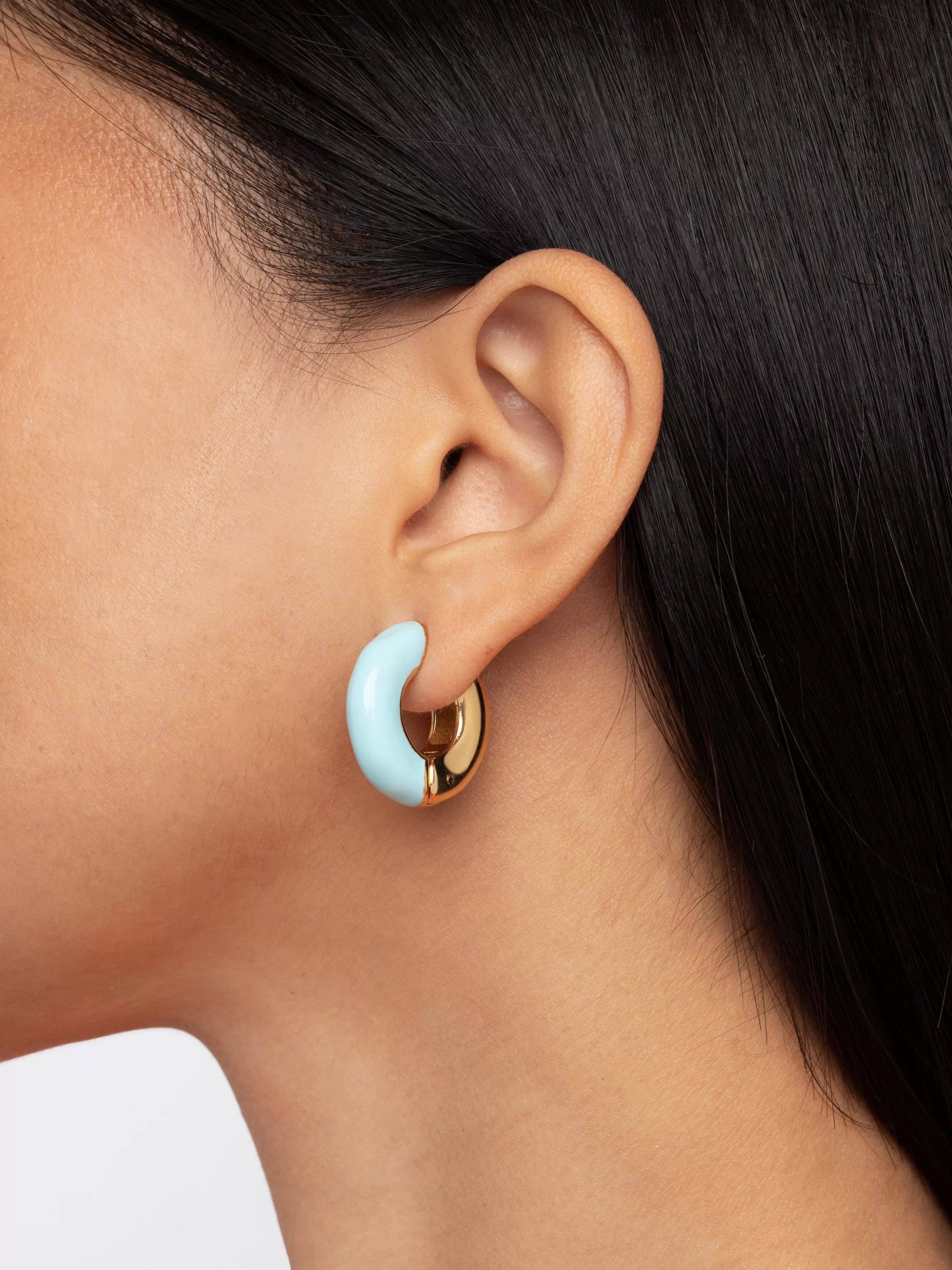 SINGULARU Pendientes Aro Bulky Sky Enamel Bano Oro- Aros