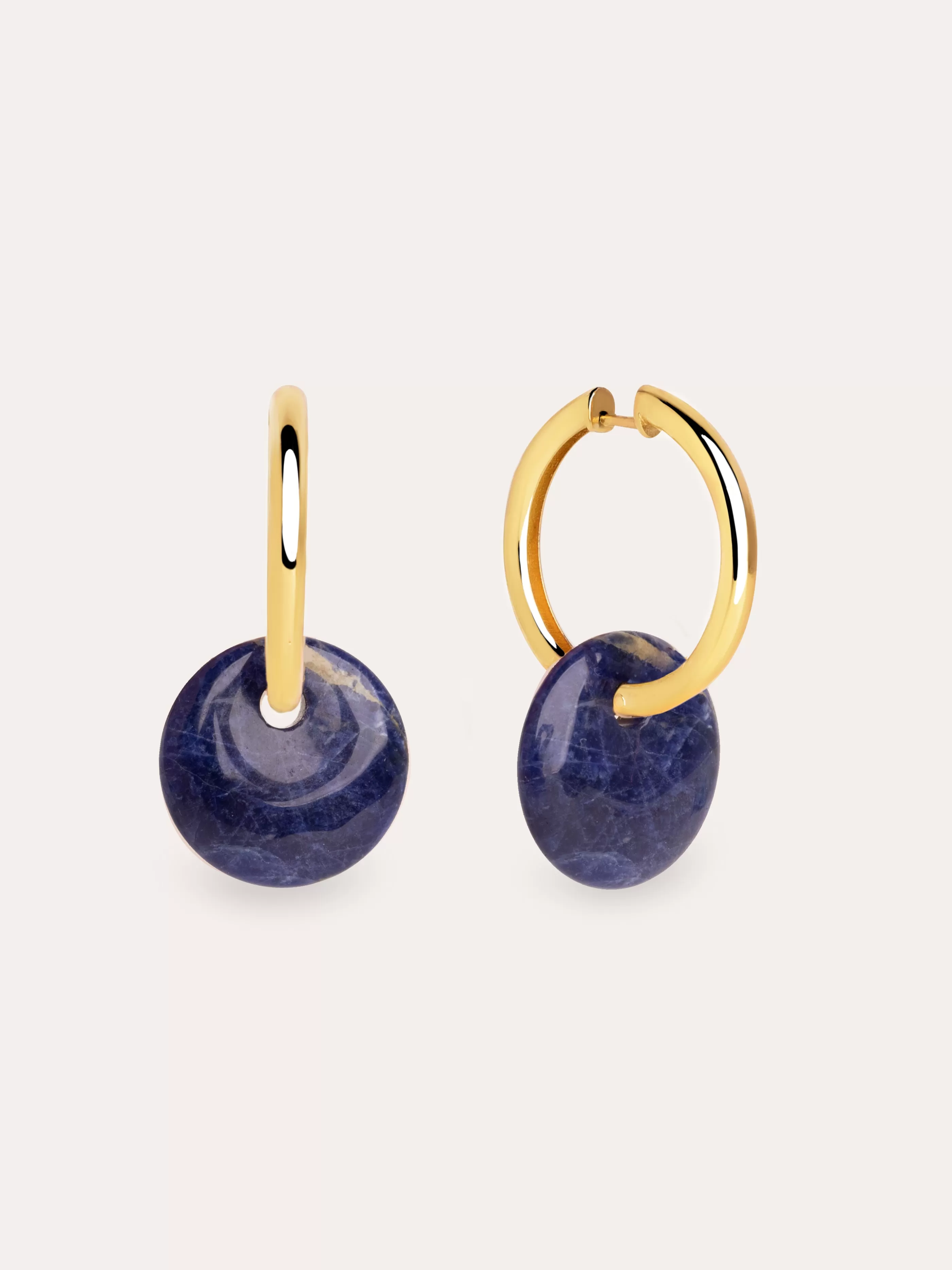 SINGULARU Pendientes Aro Carmen Amulet Sodalite Bano Oro- Pendientes De Colores