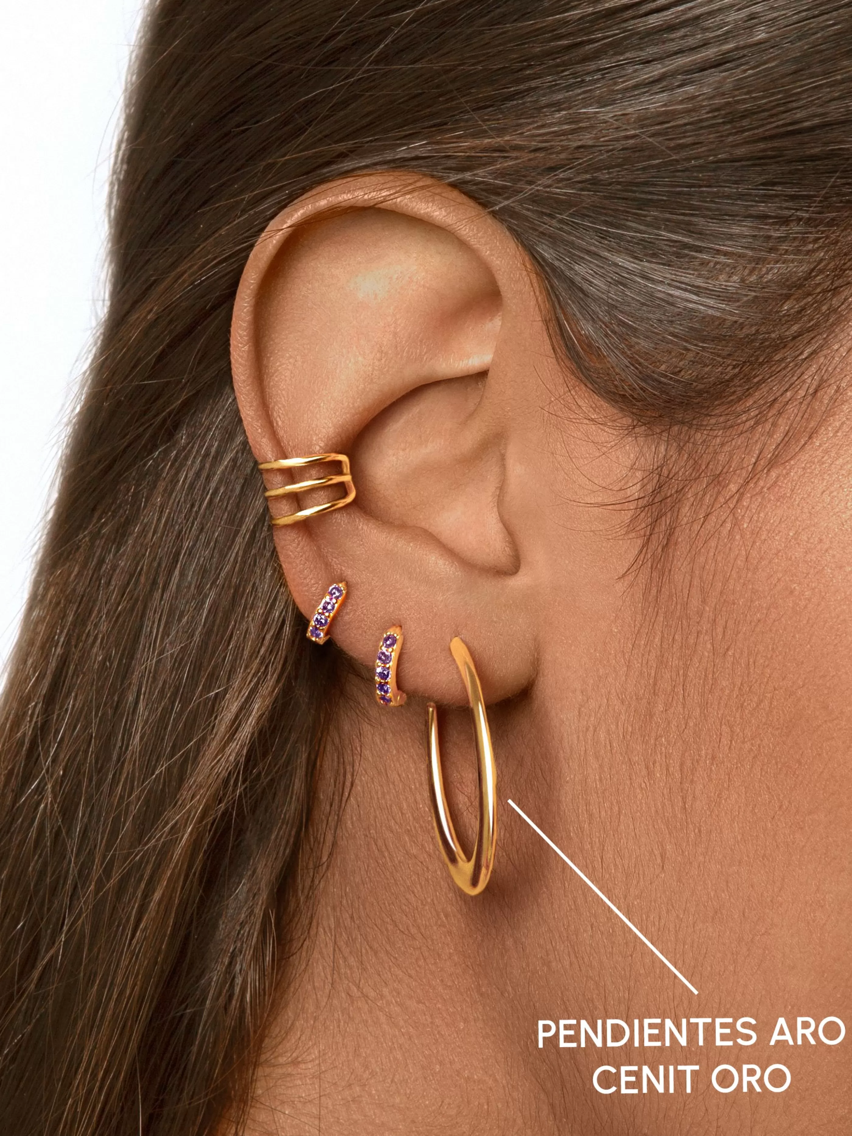 SINGULARU Pendientes Aro Cenit Bano Oro- Aros