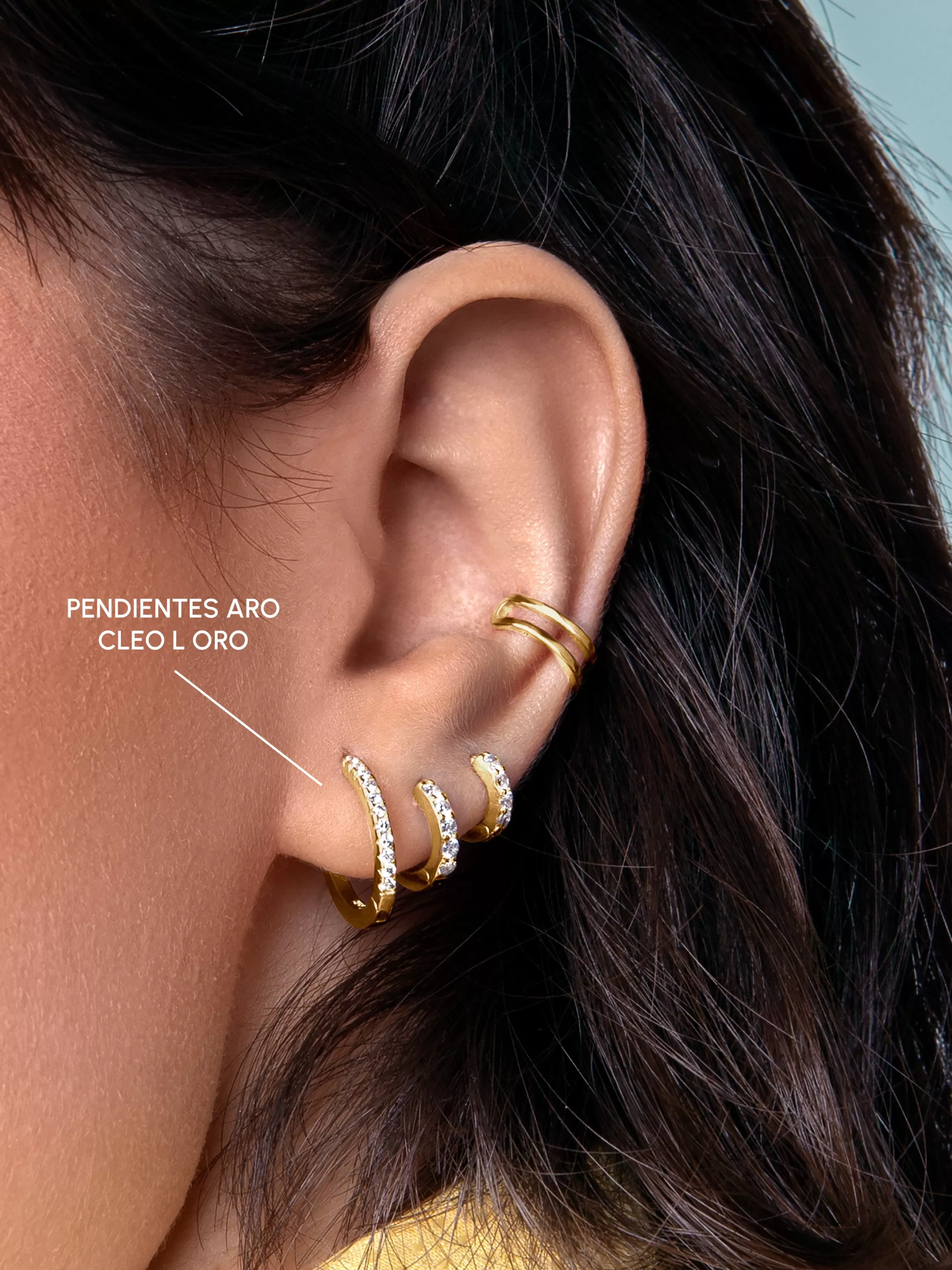 SINGULARU Pendientes Aro Cleo L Plata Bano Oro- Aros
