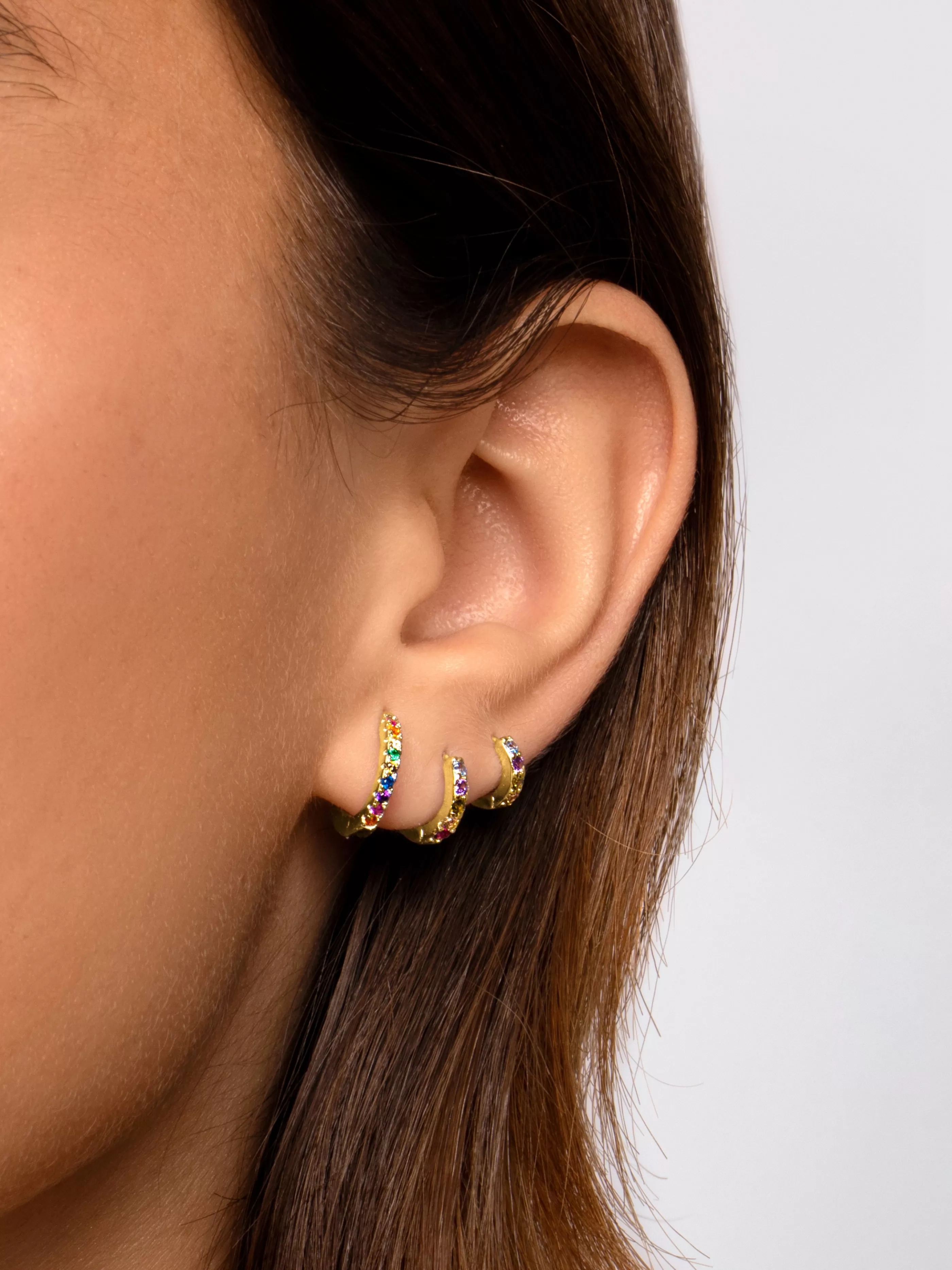 SINGULARU Pendientes Aro Colors Plata Bano Oro- Aros