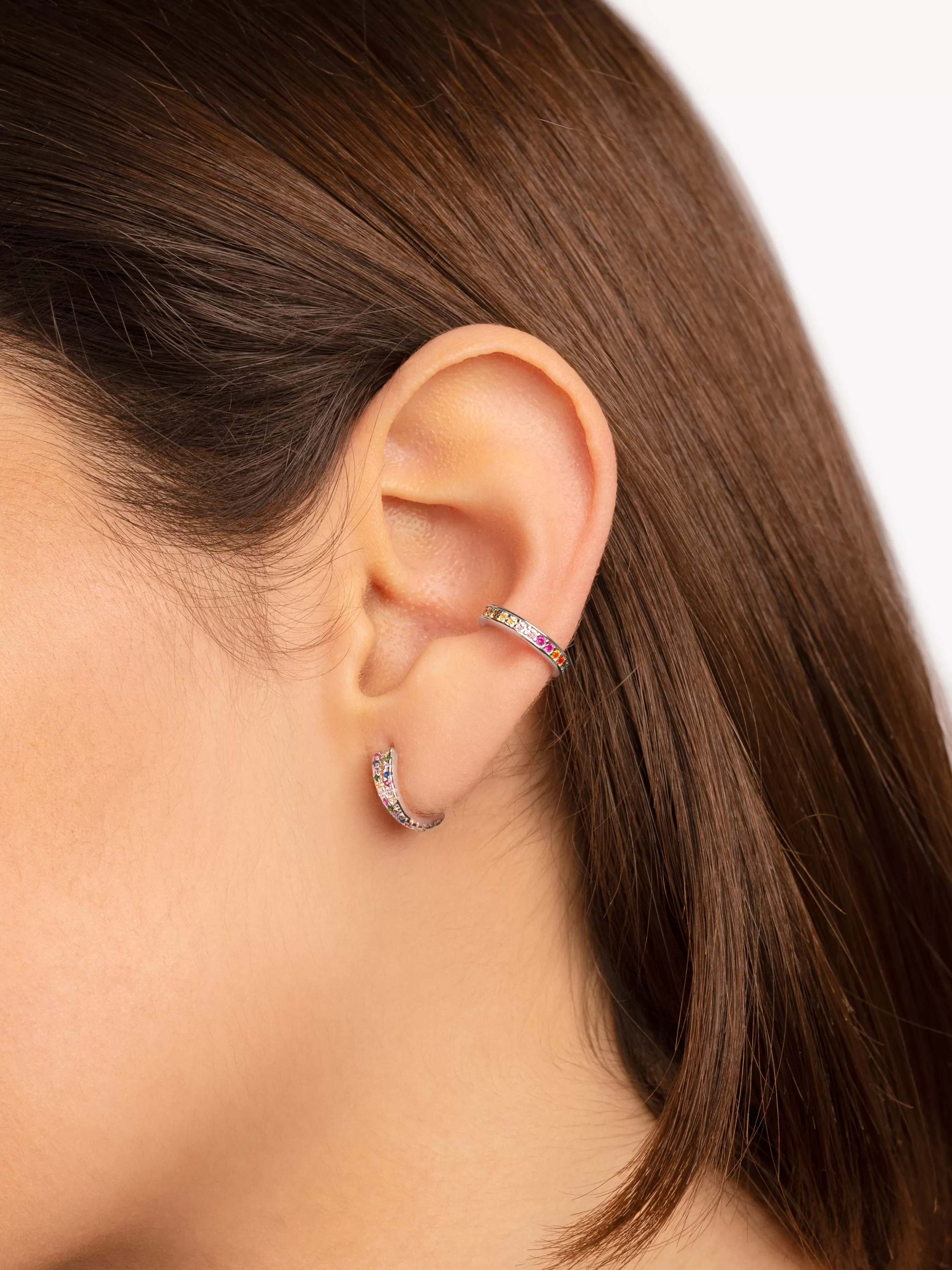 SINGULARU Pendientes Aro Cross Colors Plata- Aros