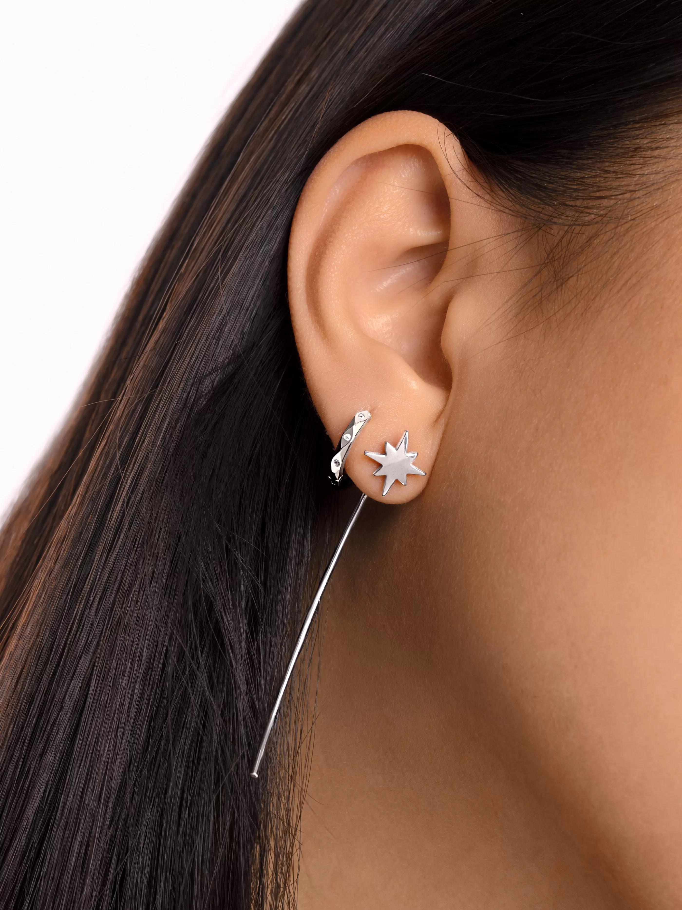 SINGULARU Pendientes Aro Edges Plata- Aros