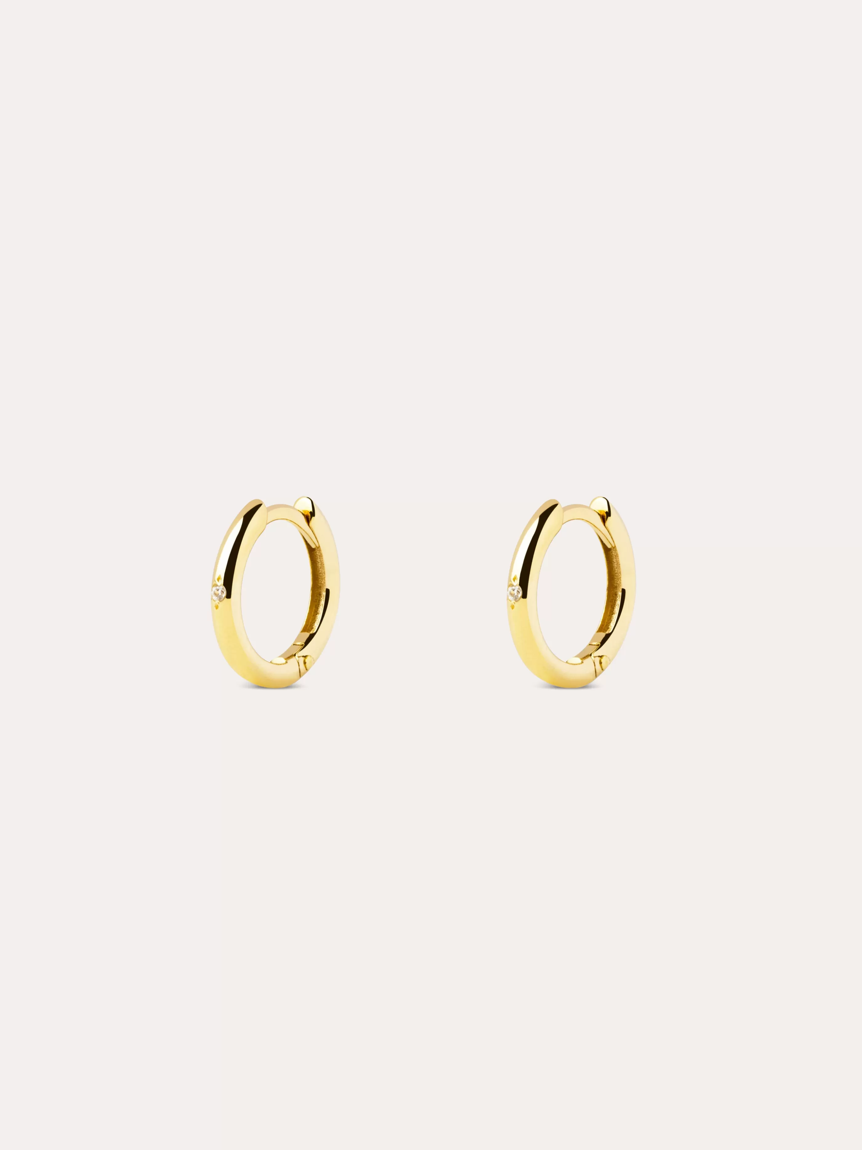 SINGULARU Pendientes Aro Grace Oro Amarillo 9Kt Con Topacio Blanco- Joyas Oro 9Kt