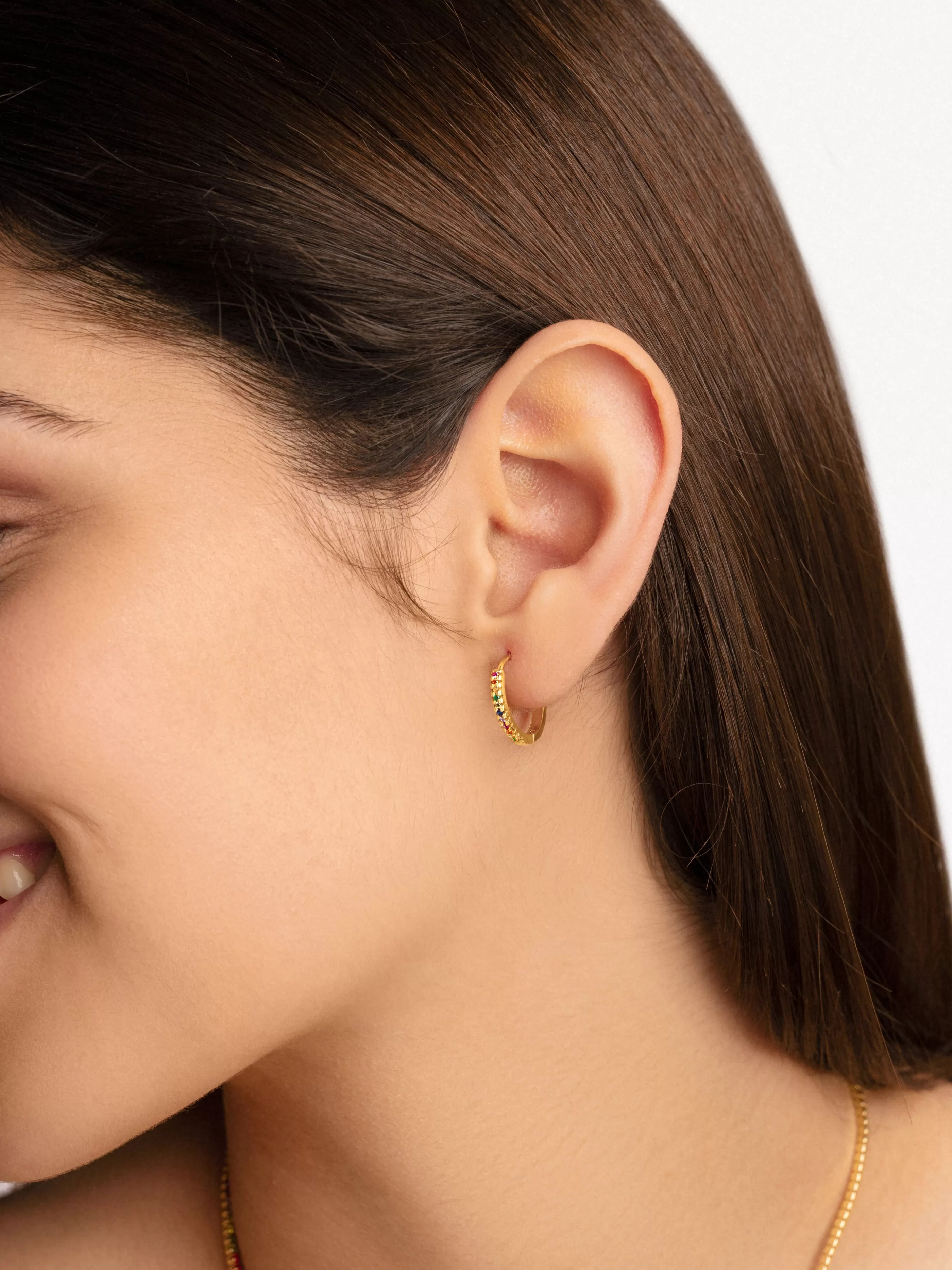 SINGULARU Pendientes Aro L Colors Plata Bano Oro- Aros