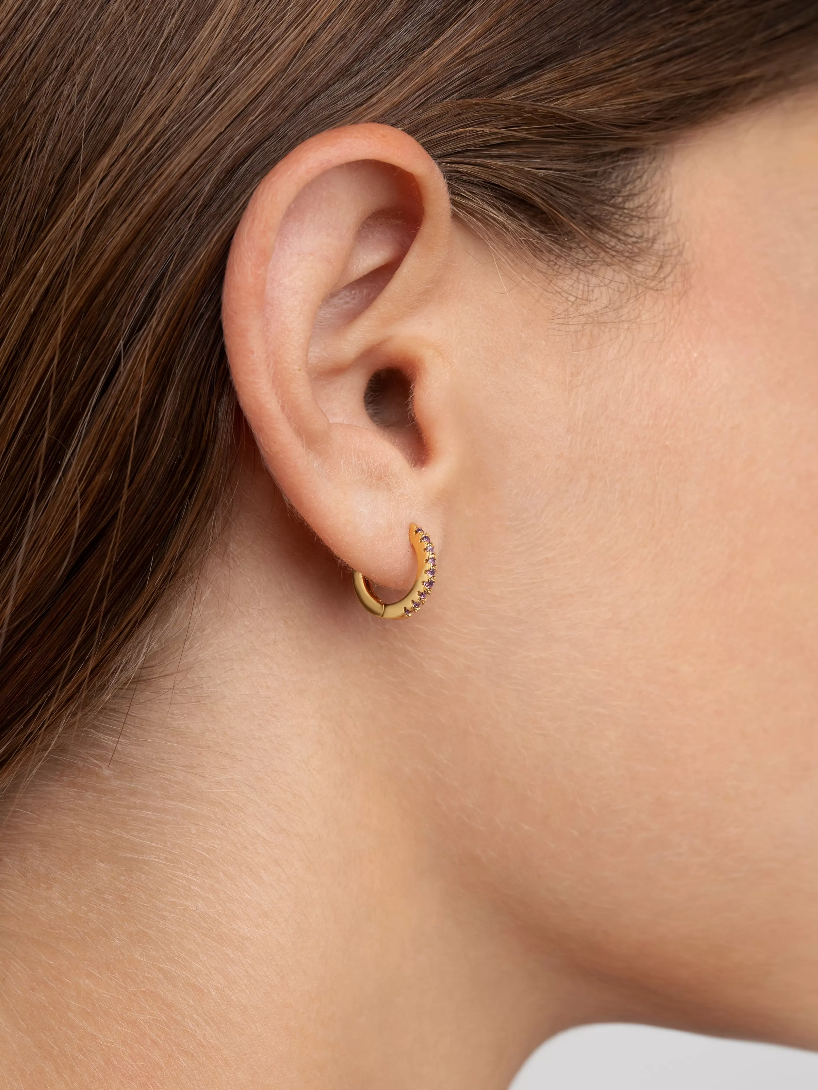SINGULARU Pendientes Aro Lavande Plata Bano Oro- Pendientes De Colores
