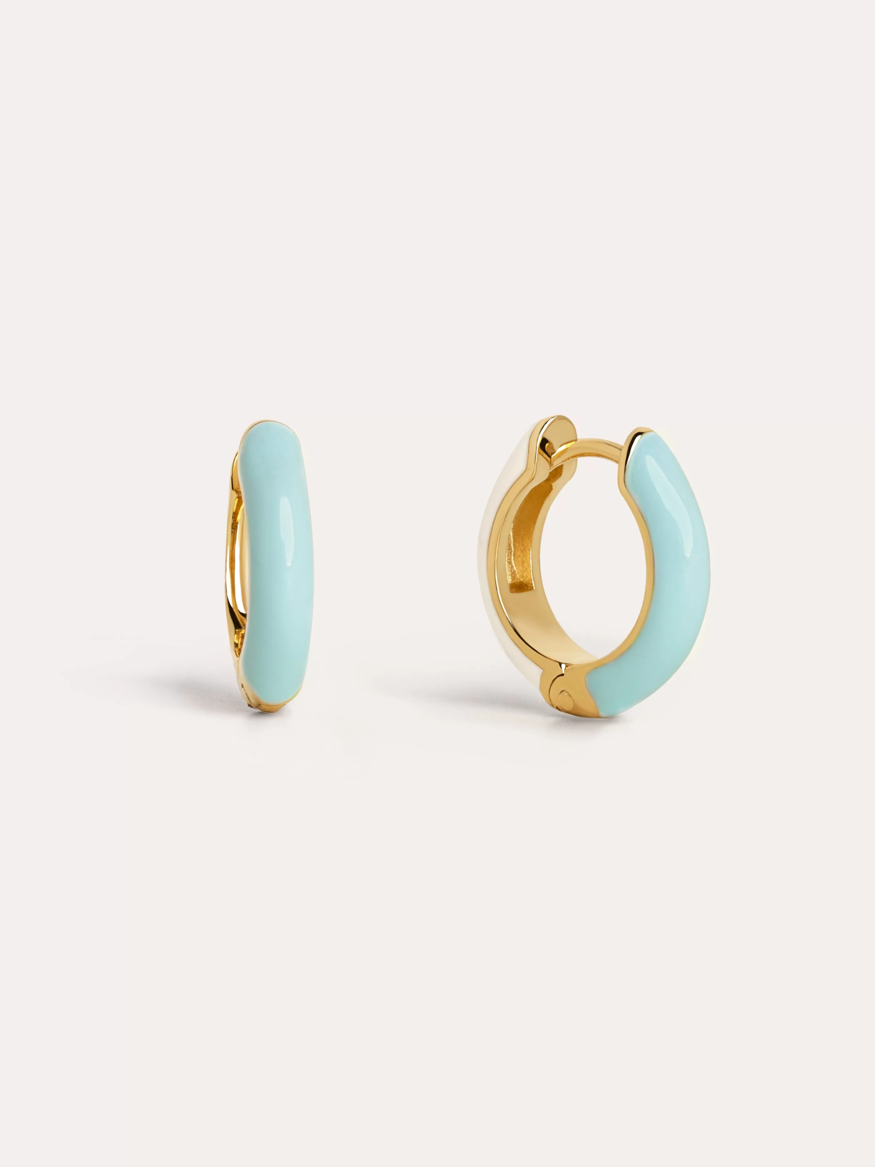 SINGULARU Pendientes Aro M Sky White Enamel Bano Oro- Aros