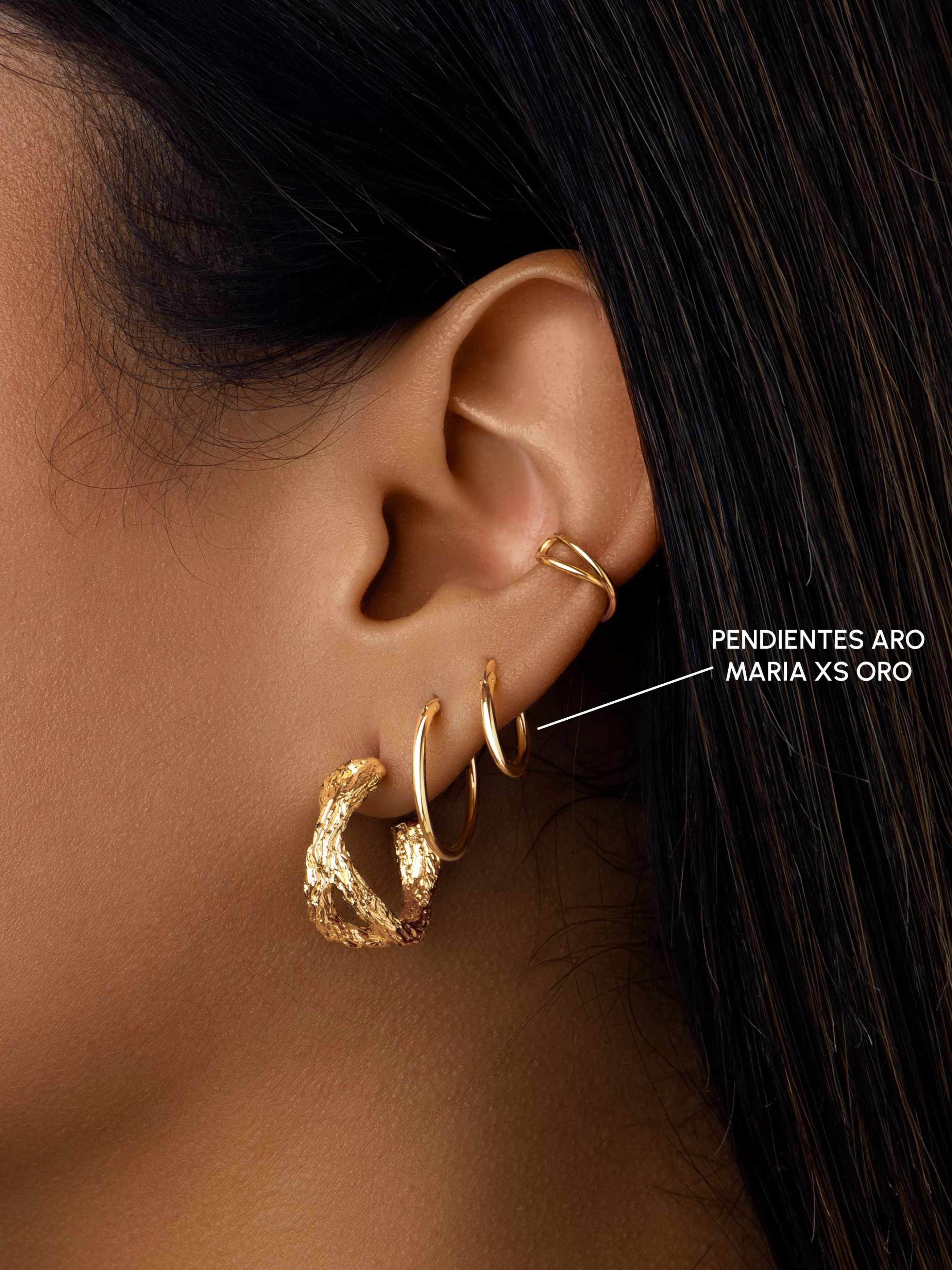 SINGULARU Pendientes Aro Maria Xs Bano Oro- Aros