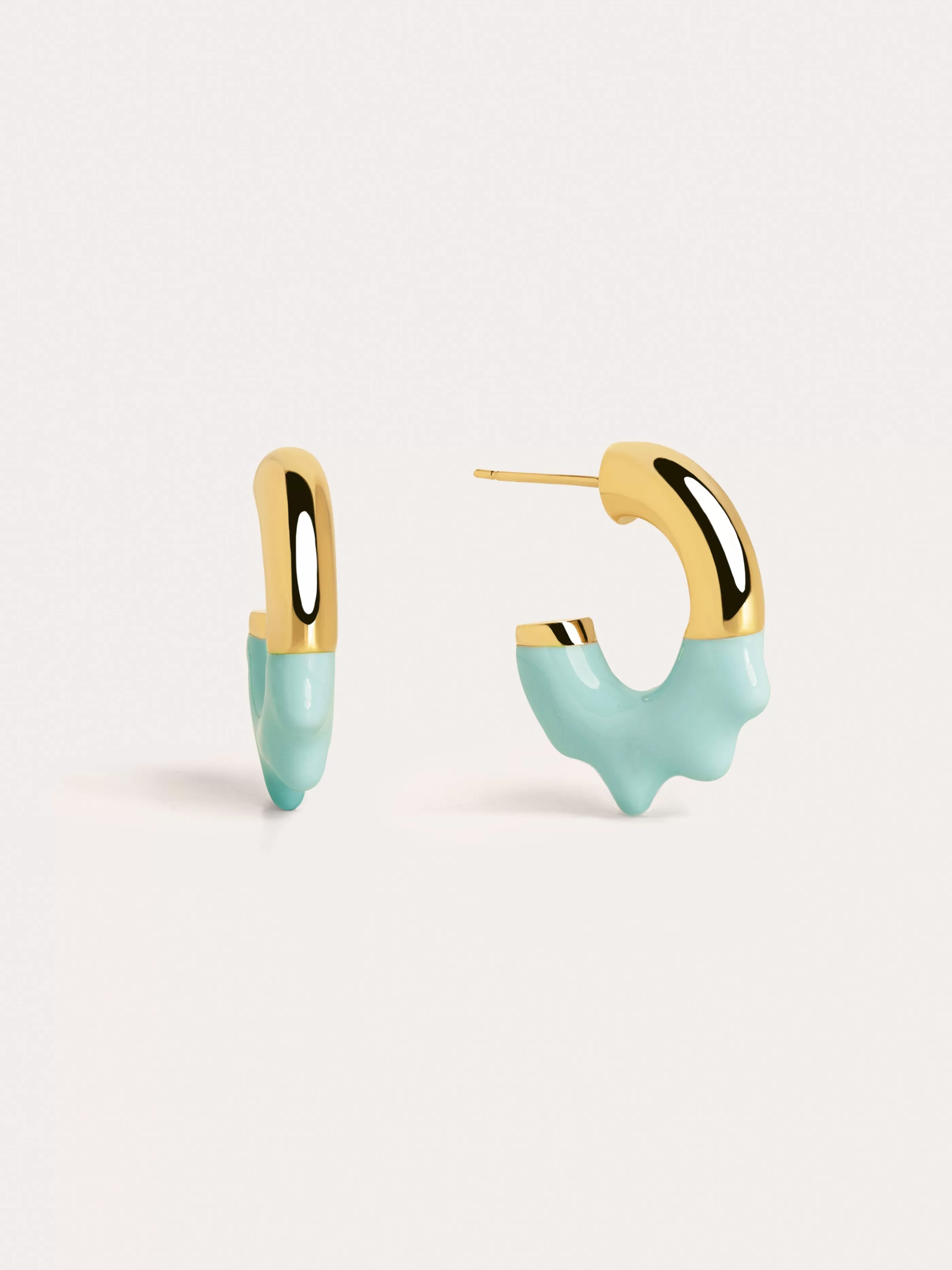 SINGULARU Pendientes Aro Melted Sky Enamel Bano Oro- Pendientes De Colores