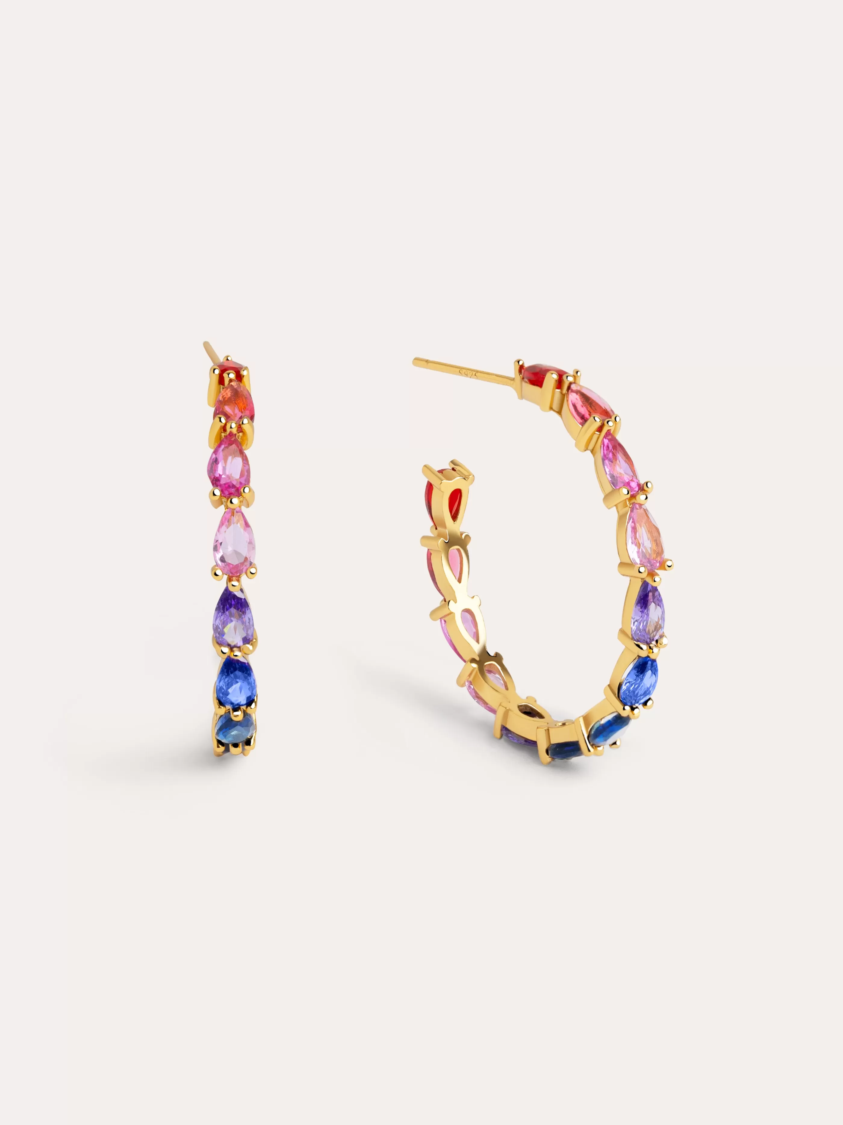 SINGULARU Pendientes Aro Mia Berries Plata Bano Oro- Pendientes De Colores