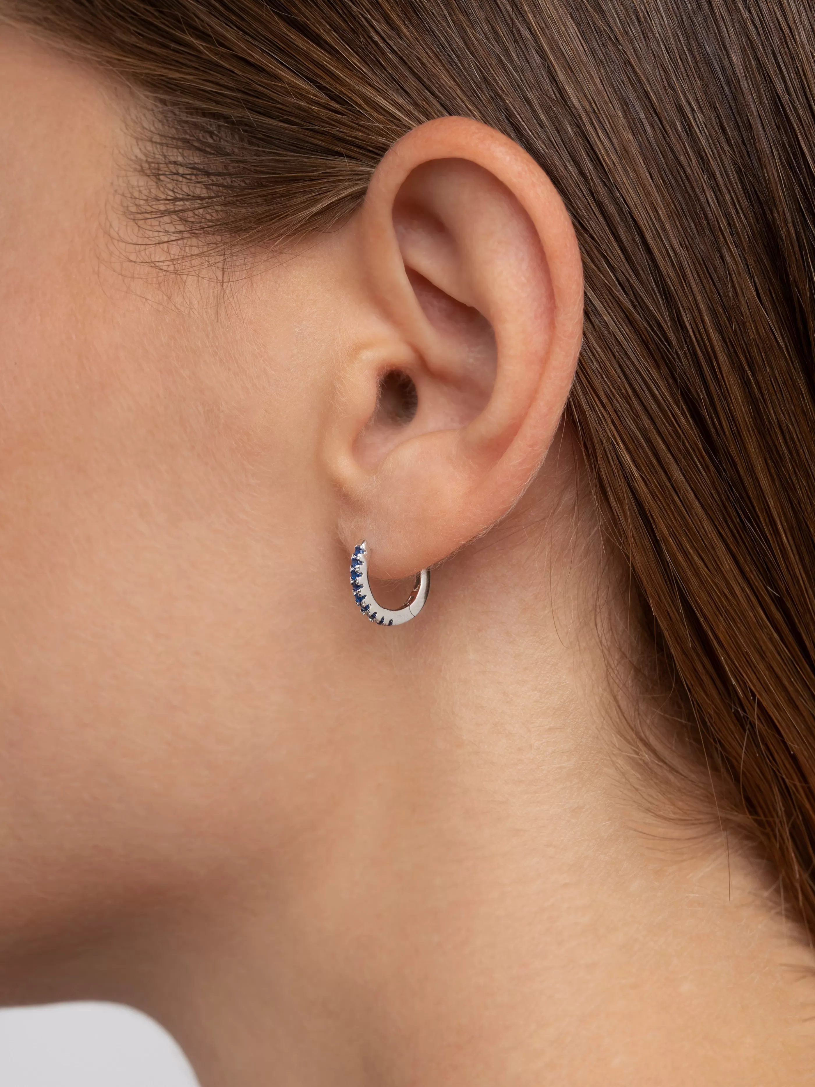 SINGULARU Pendientes Aro Navy Plata- Pendientes De Colores