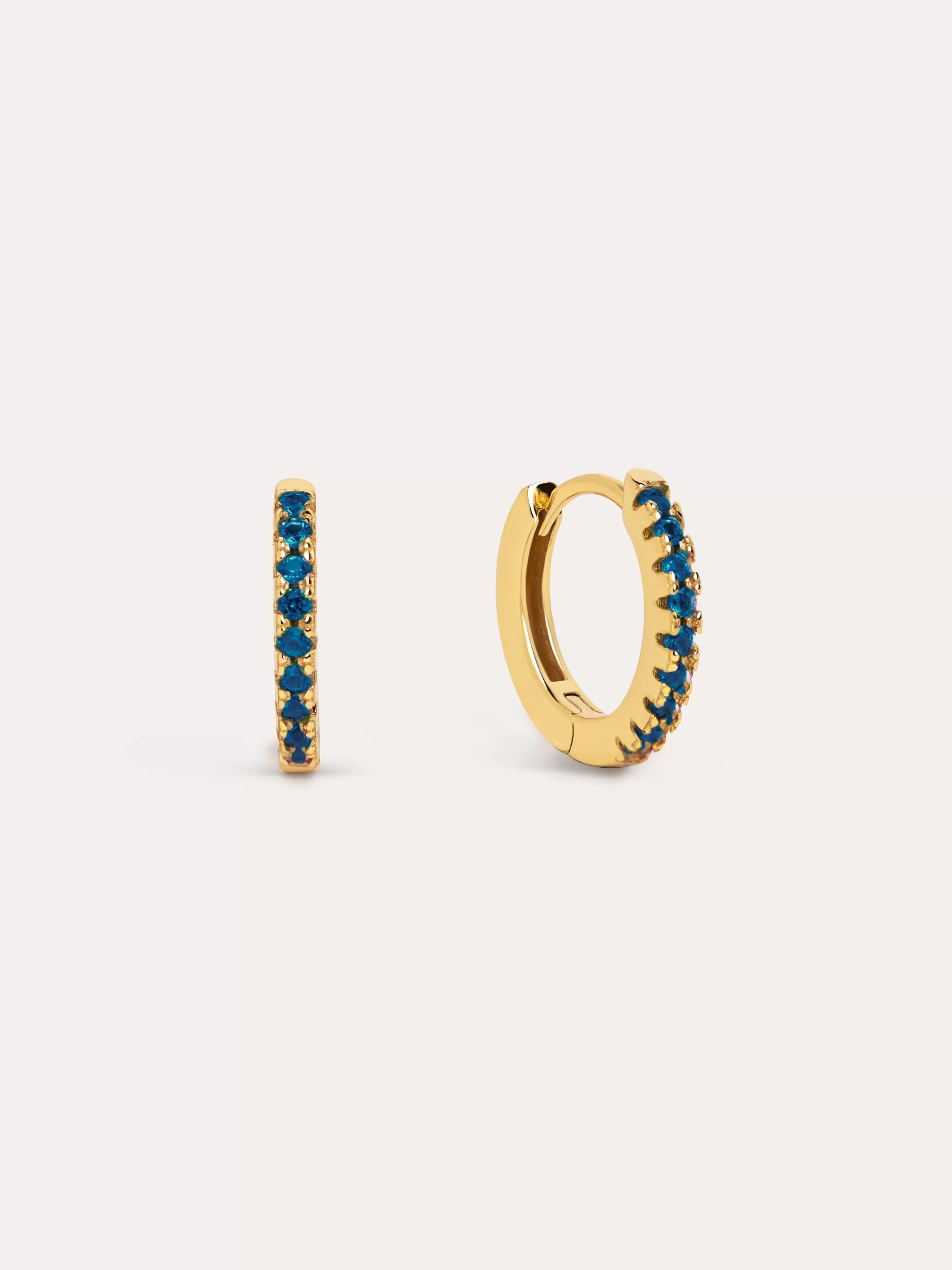 SINGULARU Pendientes Aro Navy Plata Bano Oro- Pendientes De Colores