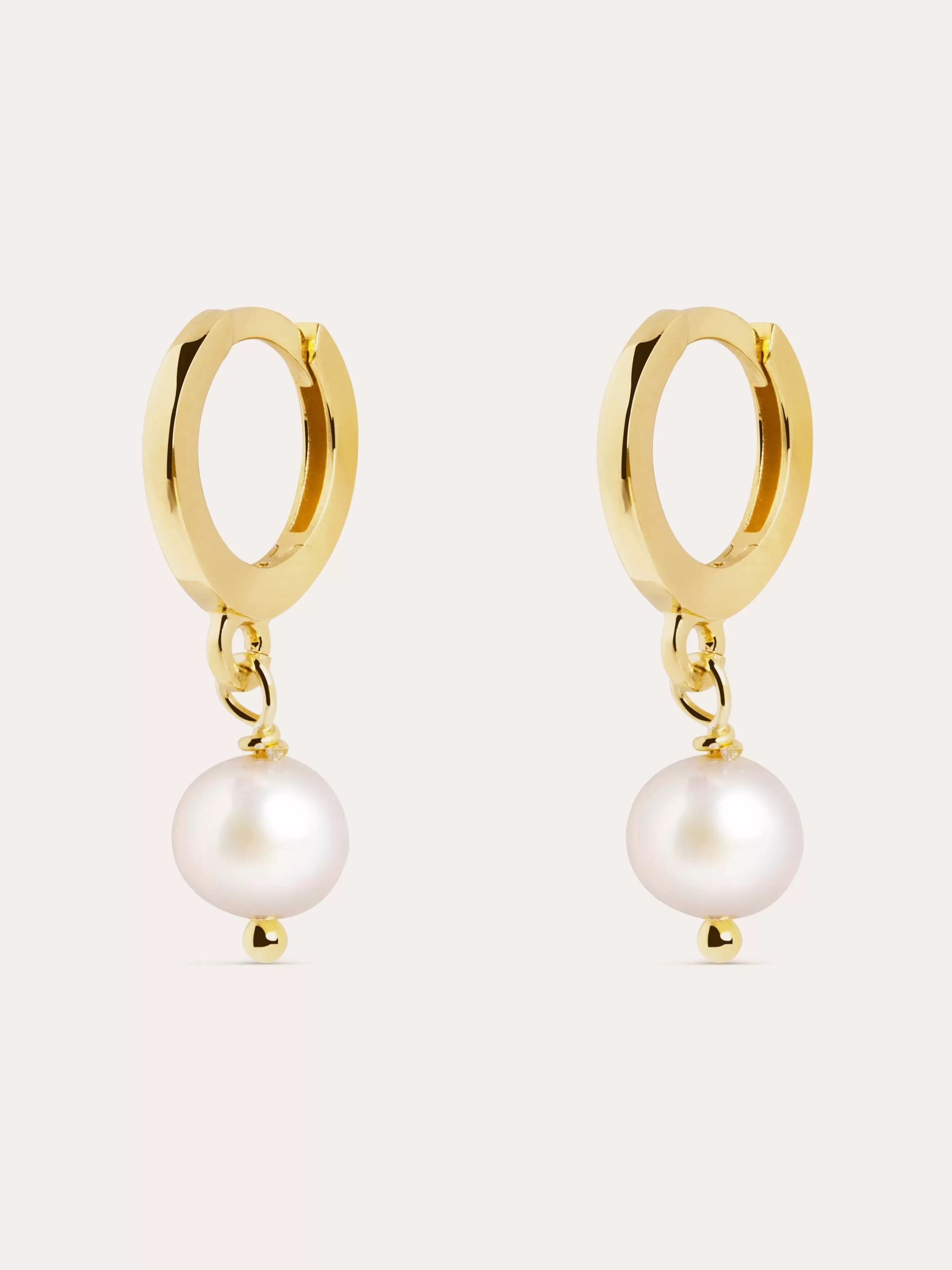 SINGULARU Pendientes Aro Pearl Plata Bano Oro- Pendientes Con Perlas