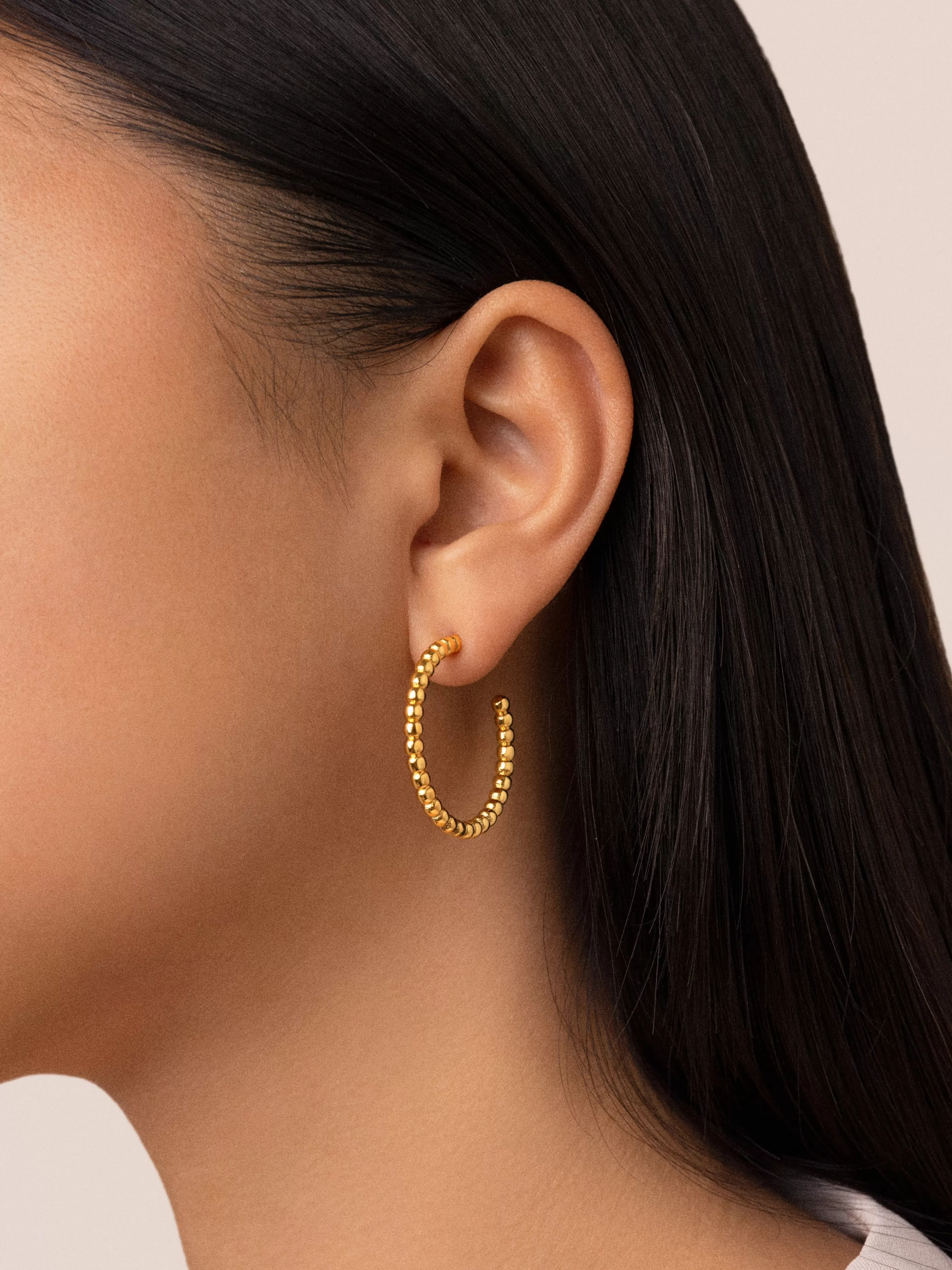 SINGULARU Pendientes Aro Pebbles L Bano Oro- Aros