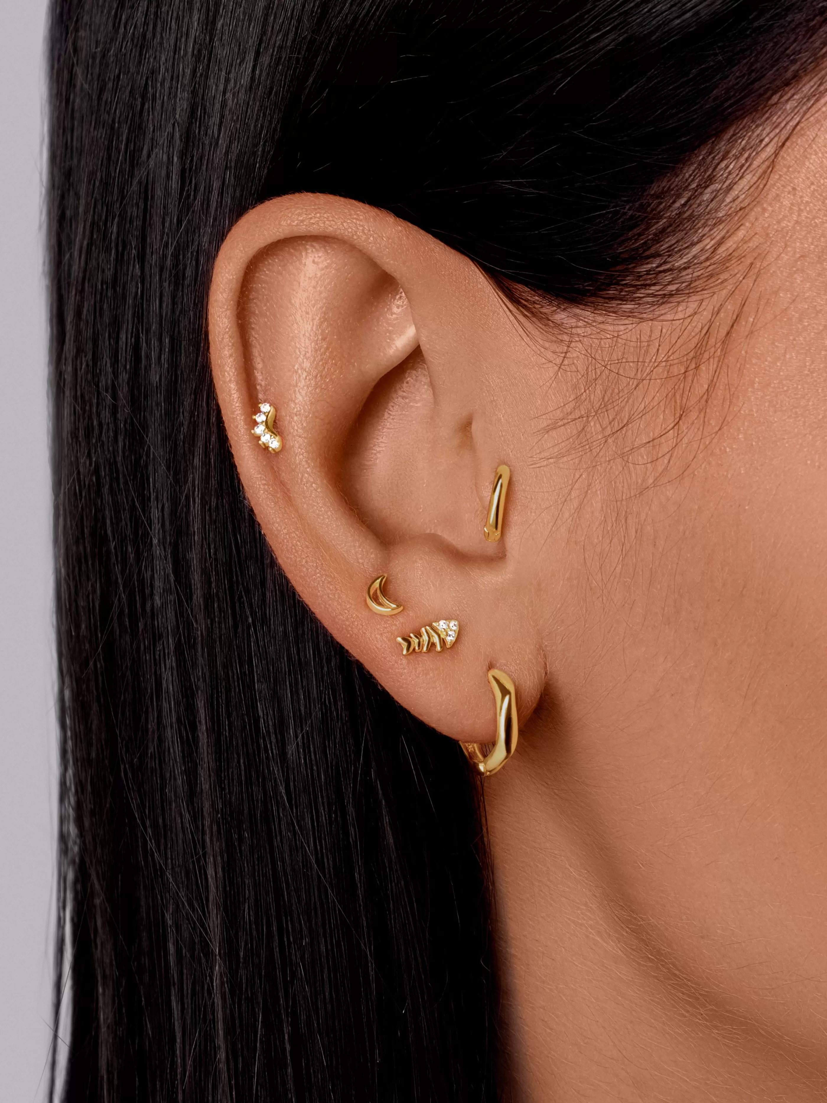 SINGULARU Pendientes Aro Ribbon Plata Bano Oro- Aros
