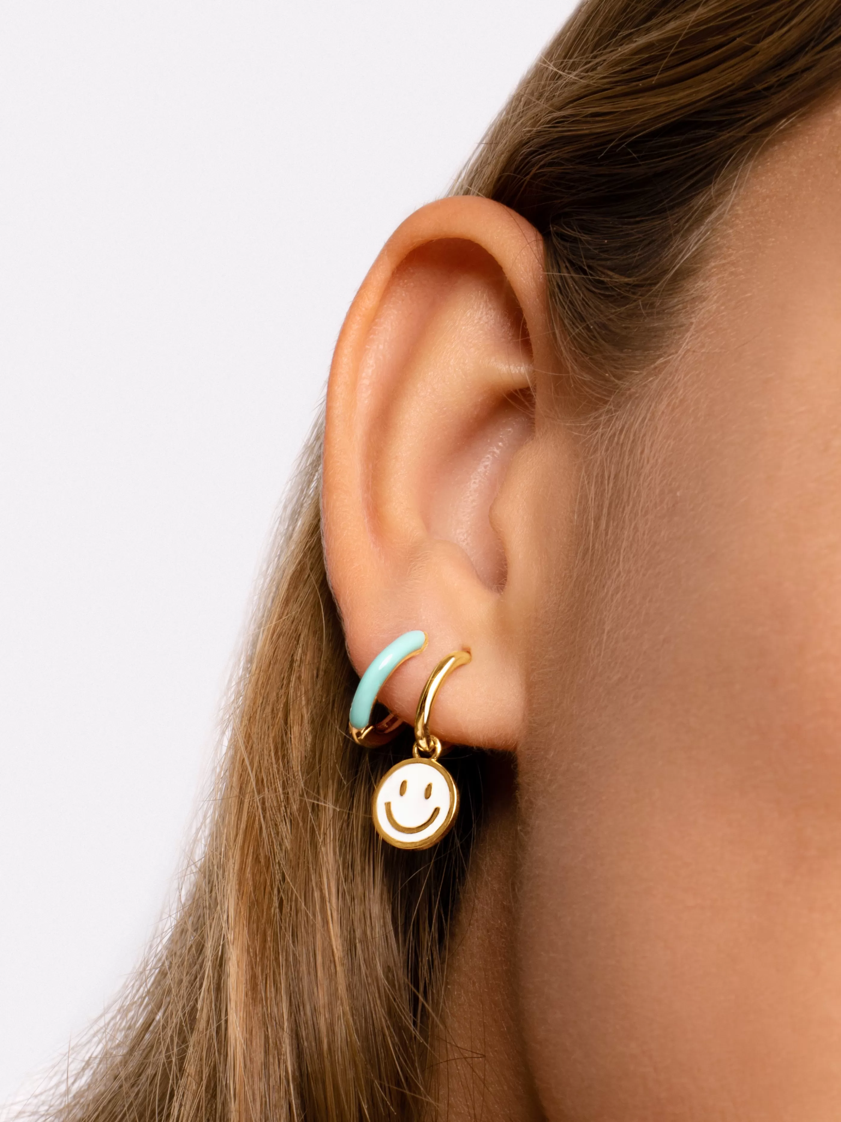 SINGULARU Pendientes Aro Sky Enamel Bano Oro- Aros