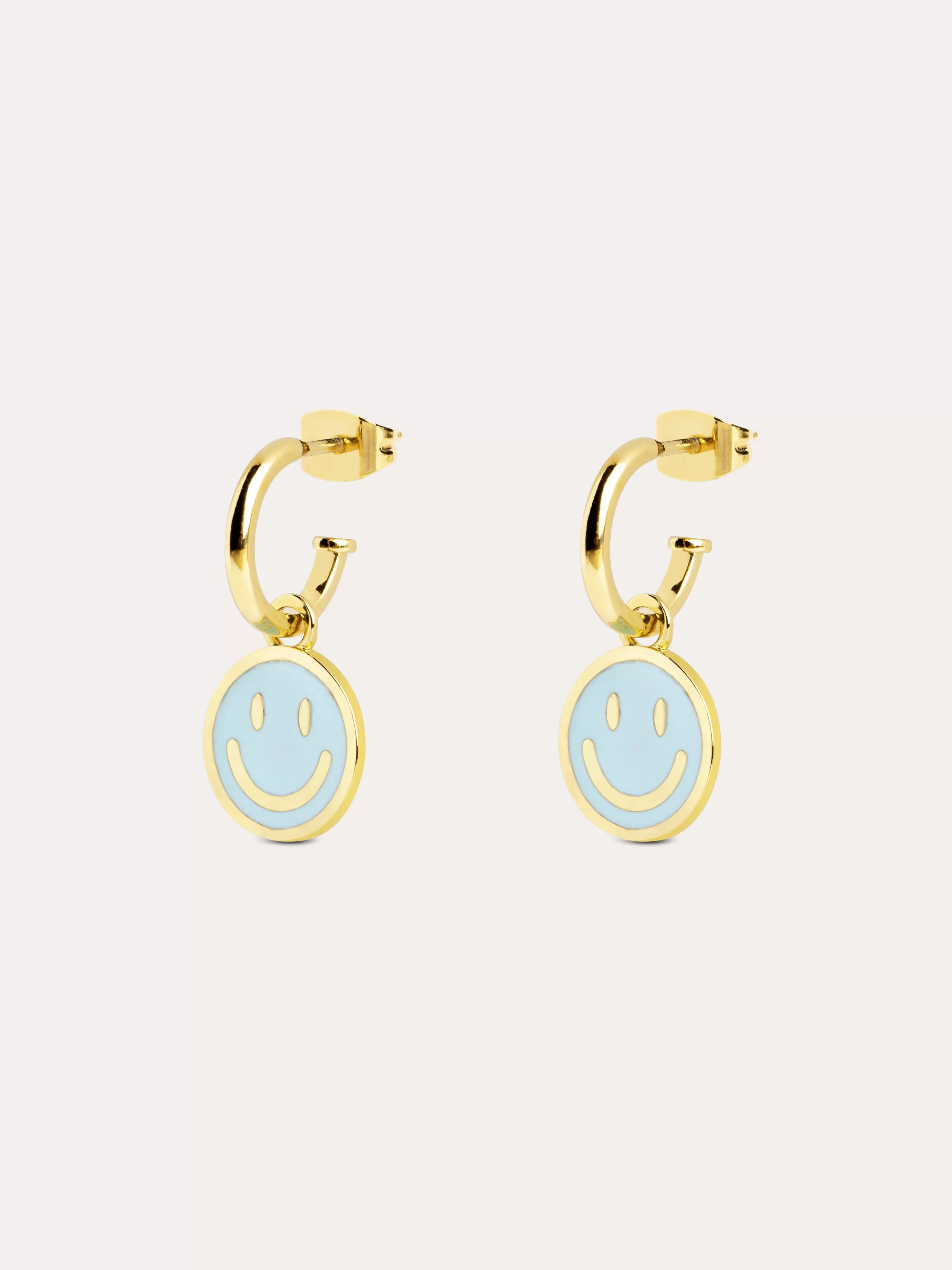 SINGULARU Pendientes Aro Smiley Sky Enamel Bano Oro- Pendientes De Colores