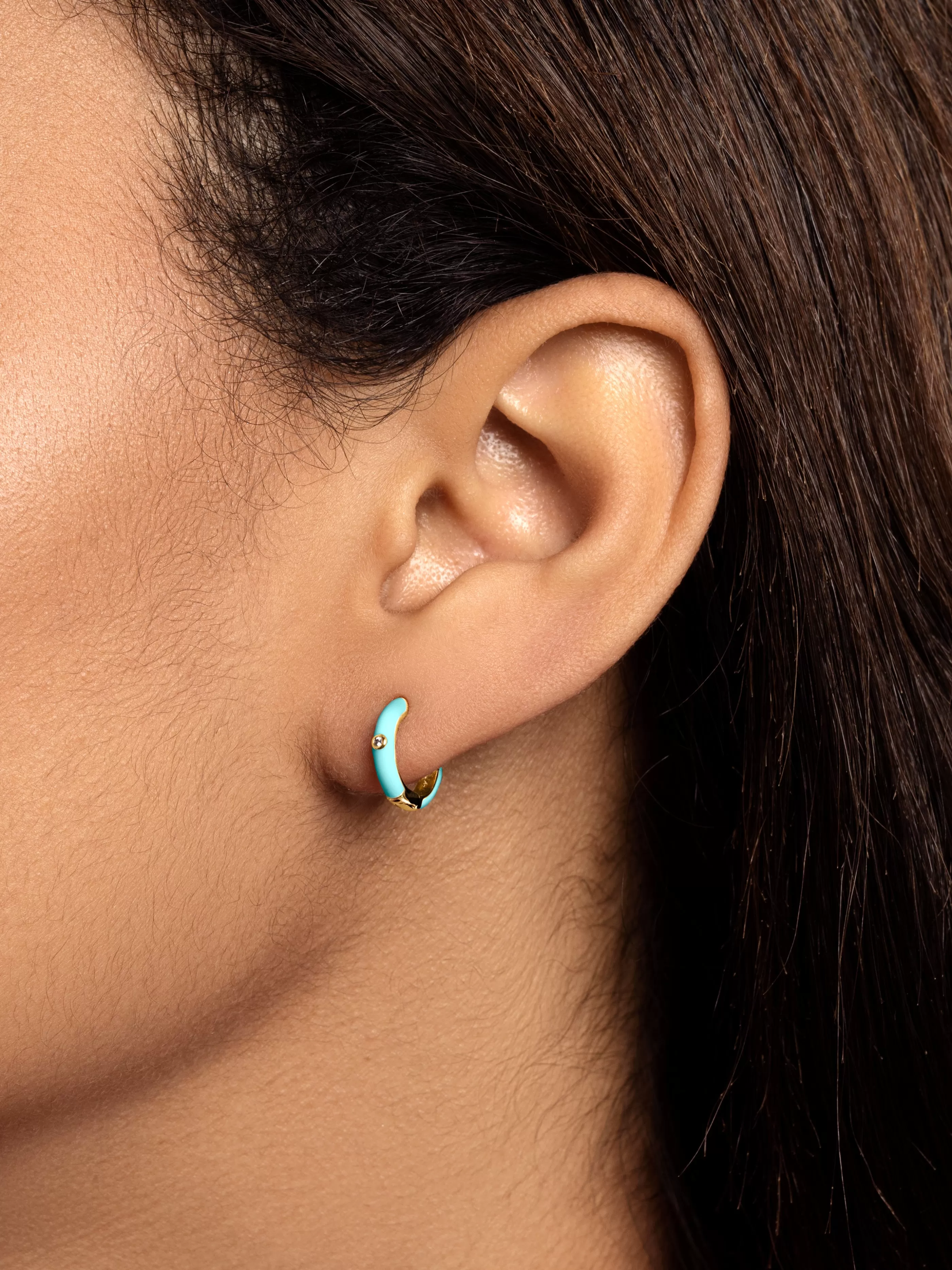 SINGULARU Pendientes Aro Spark Sky Enamel Bano Oro- Aros