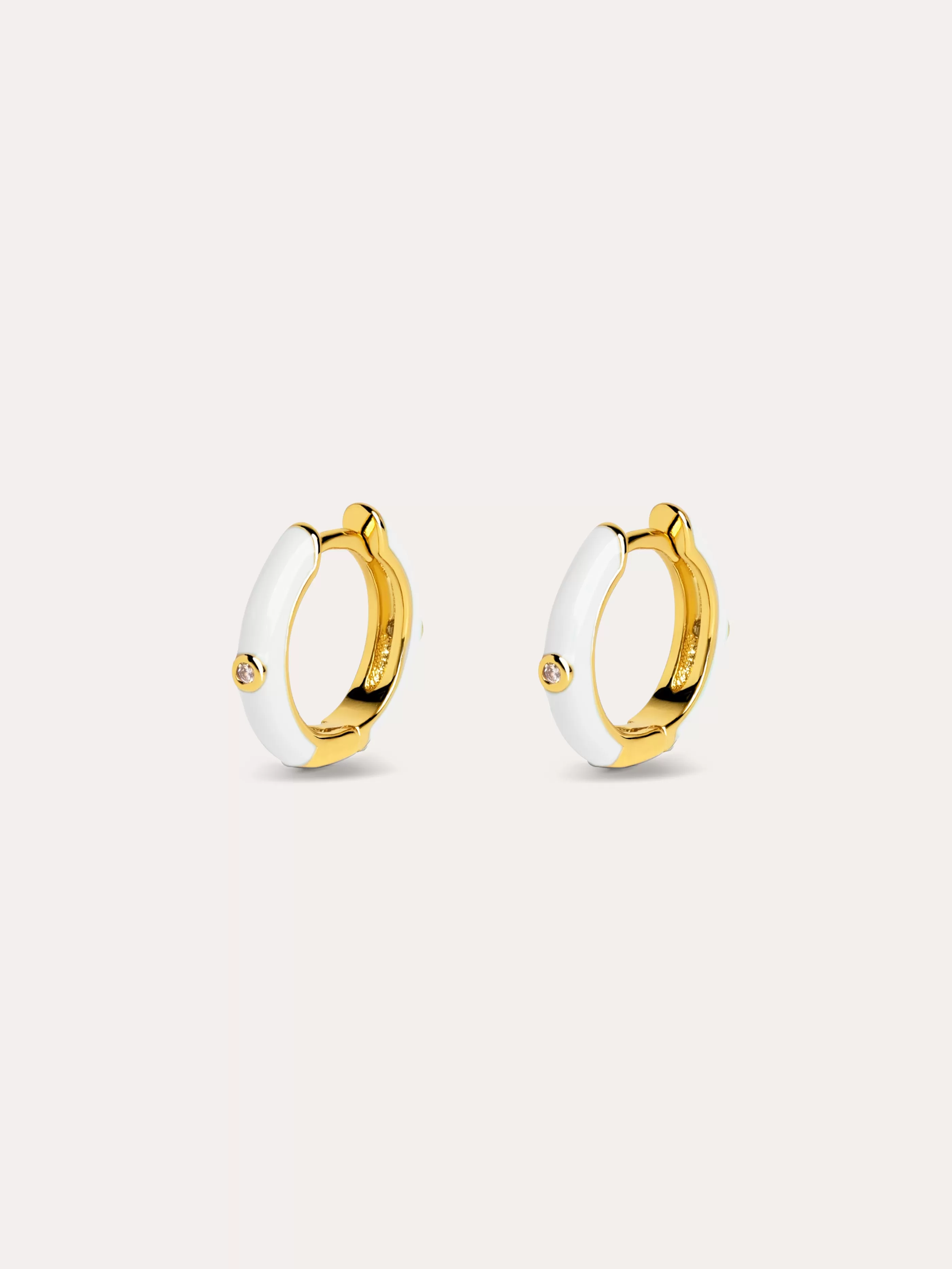 SINGULARU Pendientes Aro Spark White Enamel Bano Oro- Aros