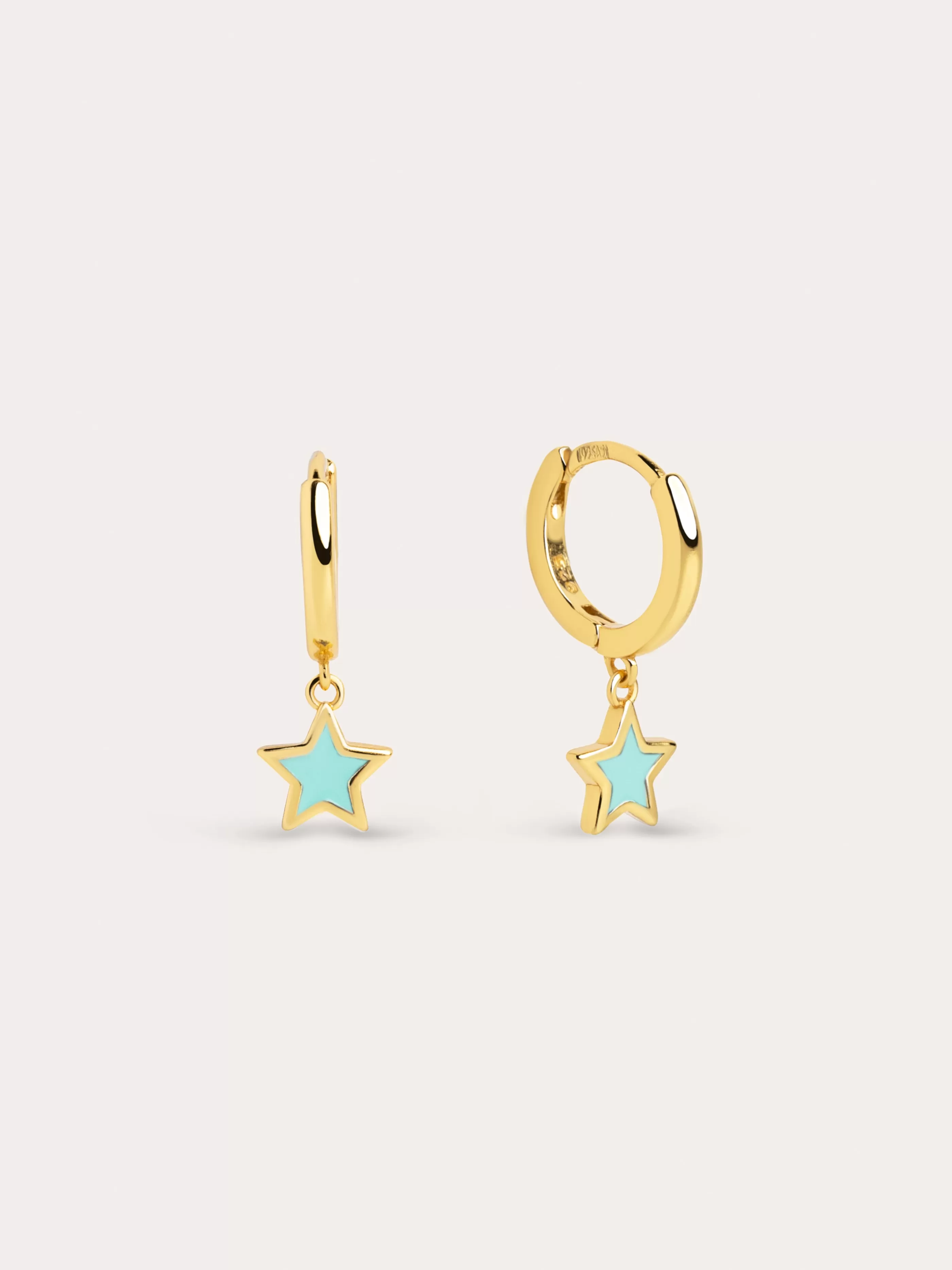 SINGULARU Pendientes Aro Star Sky Enamel Plata Bano Oro- Pendientes De Colores