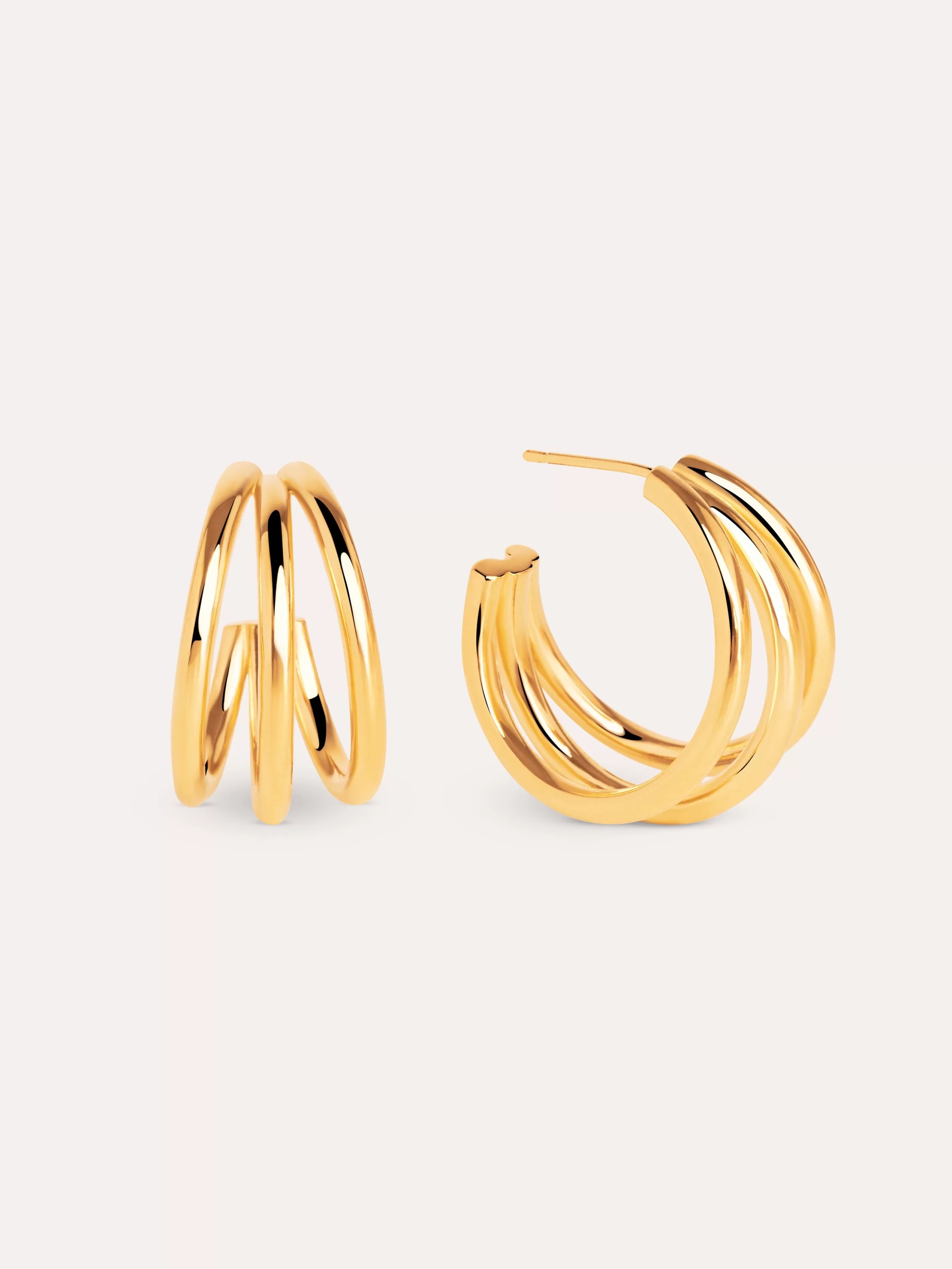 SINGULARU Pendientes Aro Triple Bano Oro- Aros