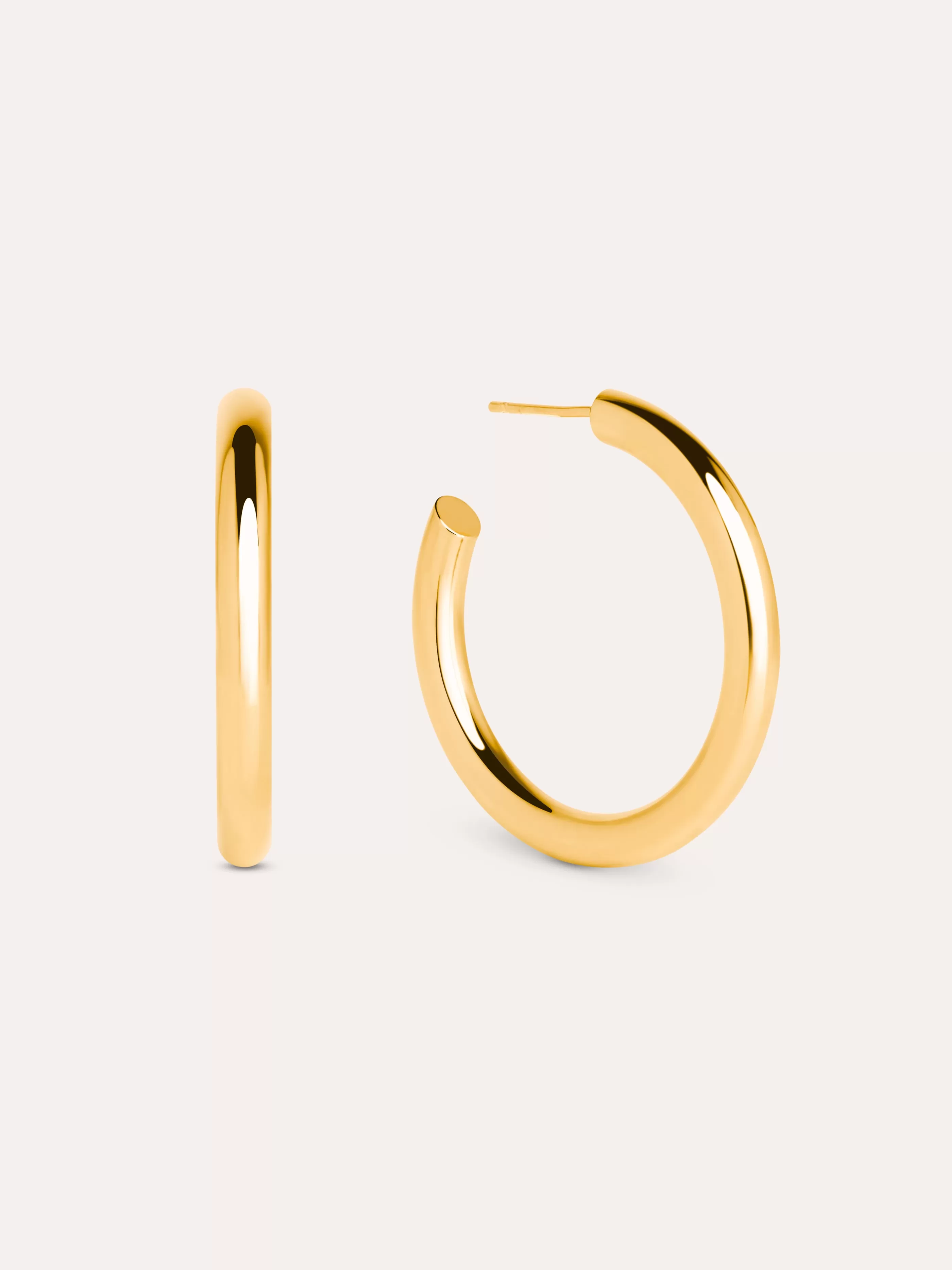 SINGULARU Pendientes Aro Tube Bano Oro- Aros