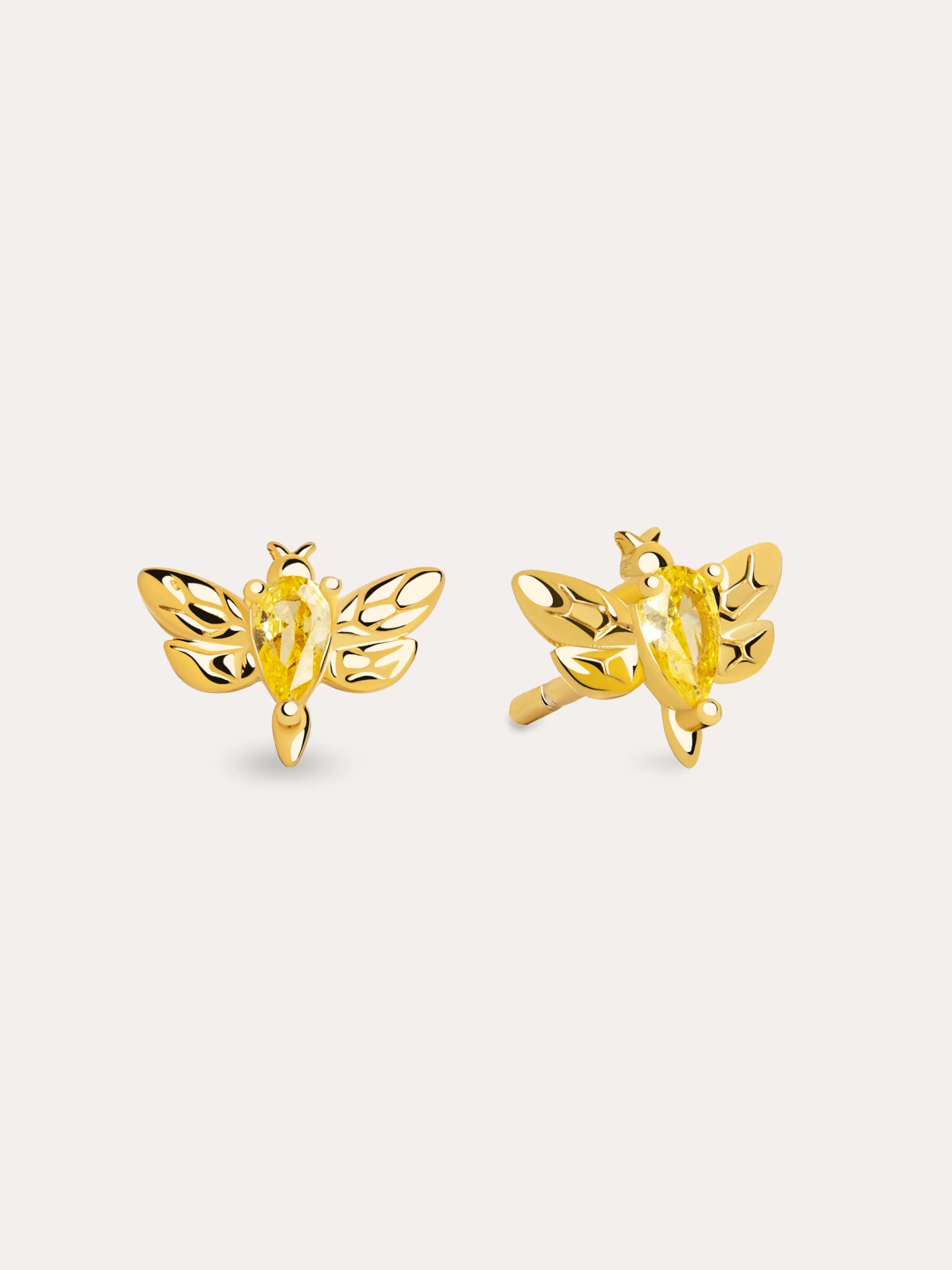 SINGULARU Pendientes Bug Bee Plata Bano Oro- Pendientes De Colores