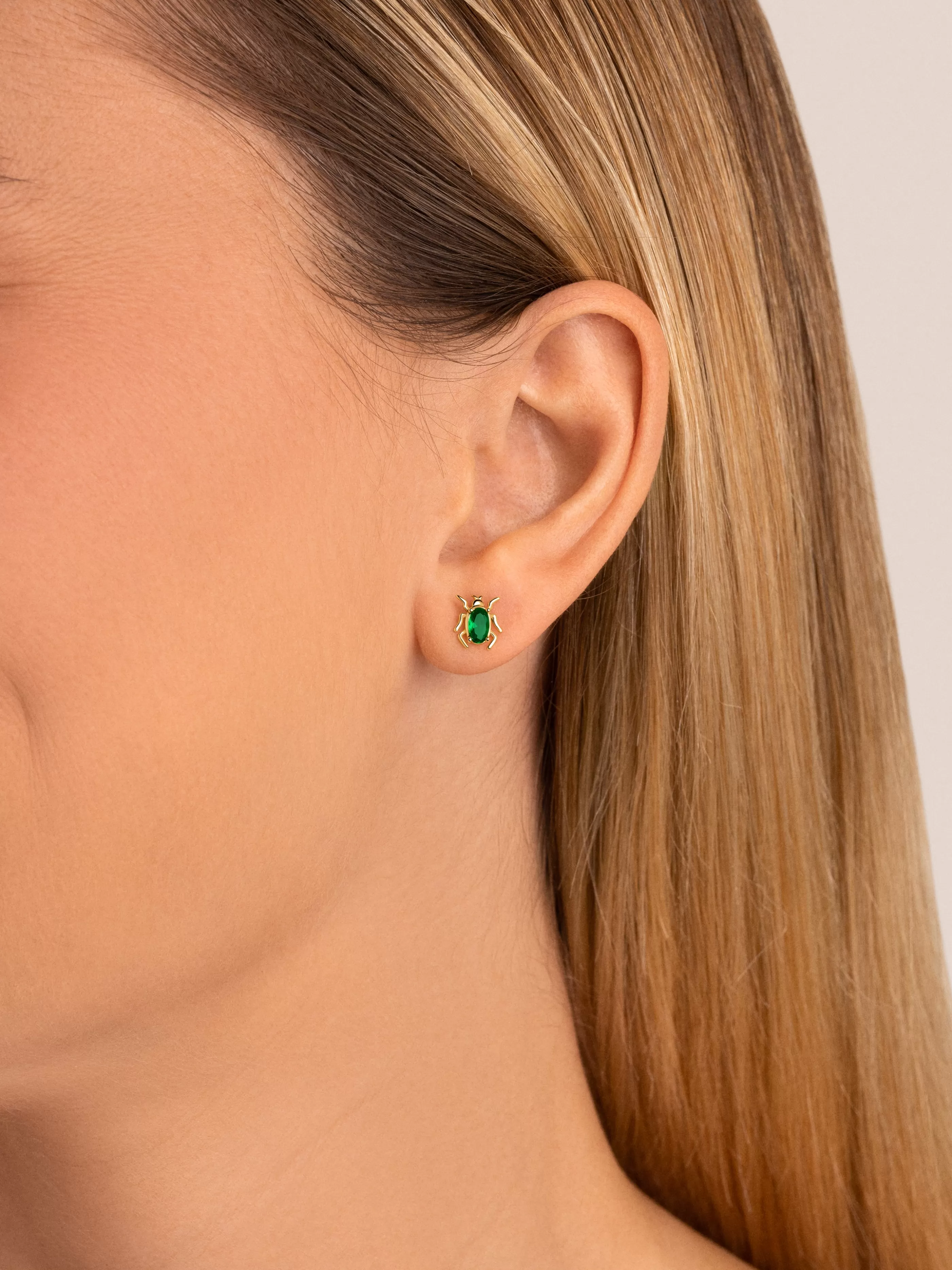 SINGULARU Pendientes Bug Bettle Plata Bano Oro- Pendientes De Colores