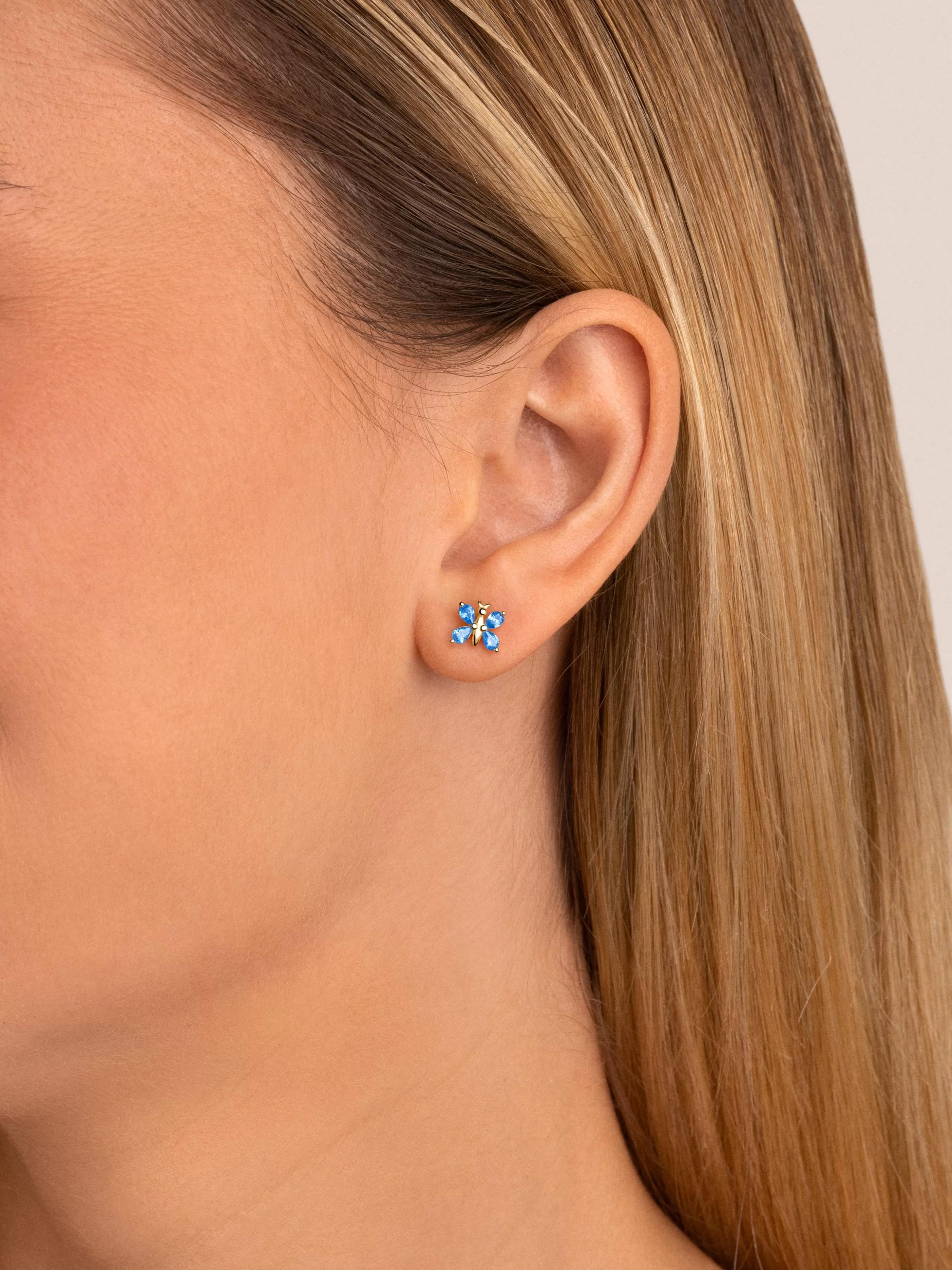 SINGULARU Pendientes Bug Butterfly Plata Bano Oro- Pendientes De Colores