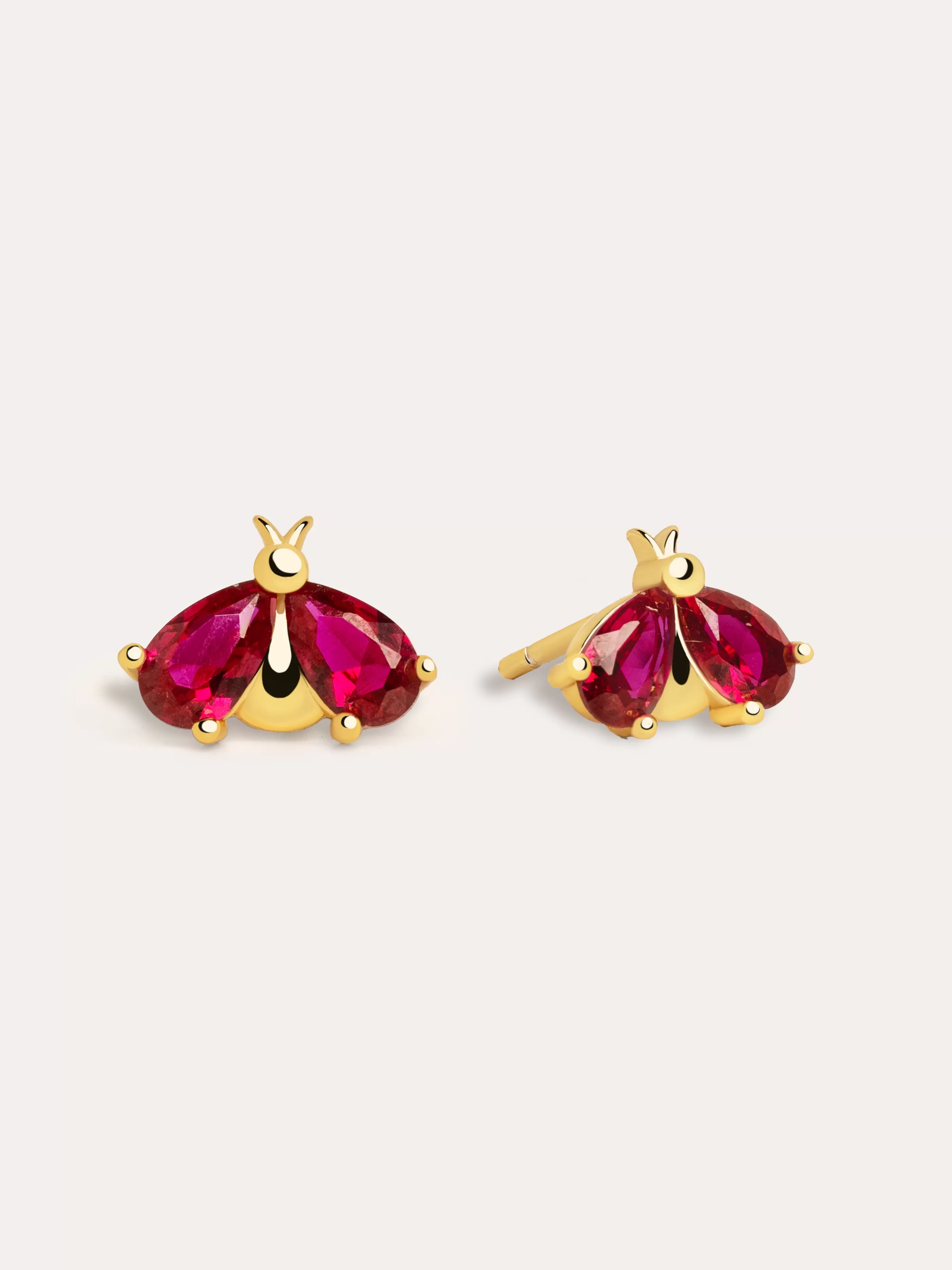 SINGULARU Pendientes Bug Ladybug Plata Bano Oro- Pendientes De Colores