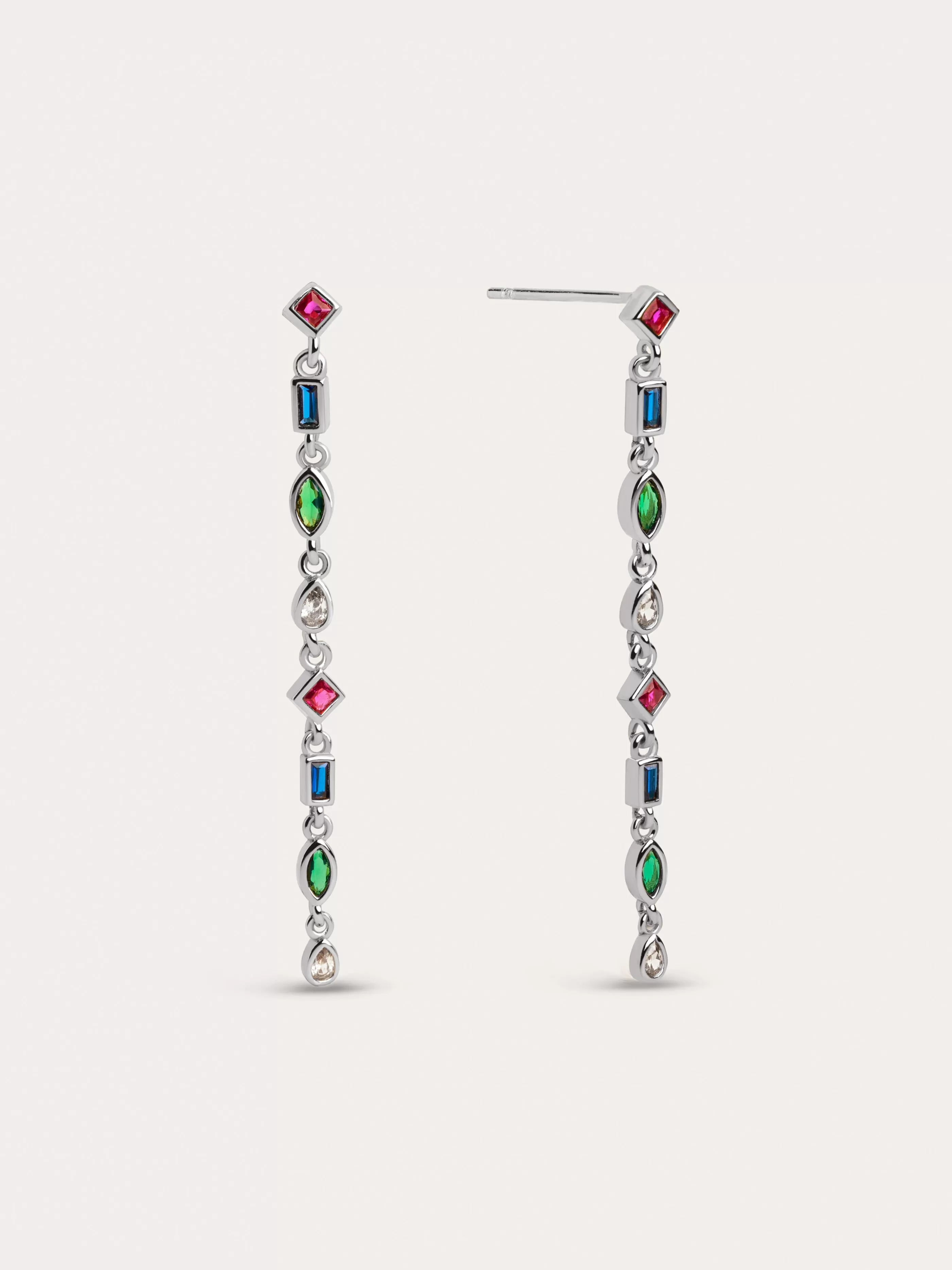 SINGULARU Pendientes Cascade Colors Plata- Pendientes De Colores
