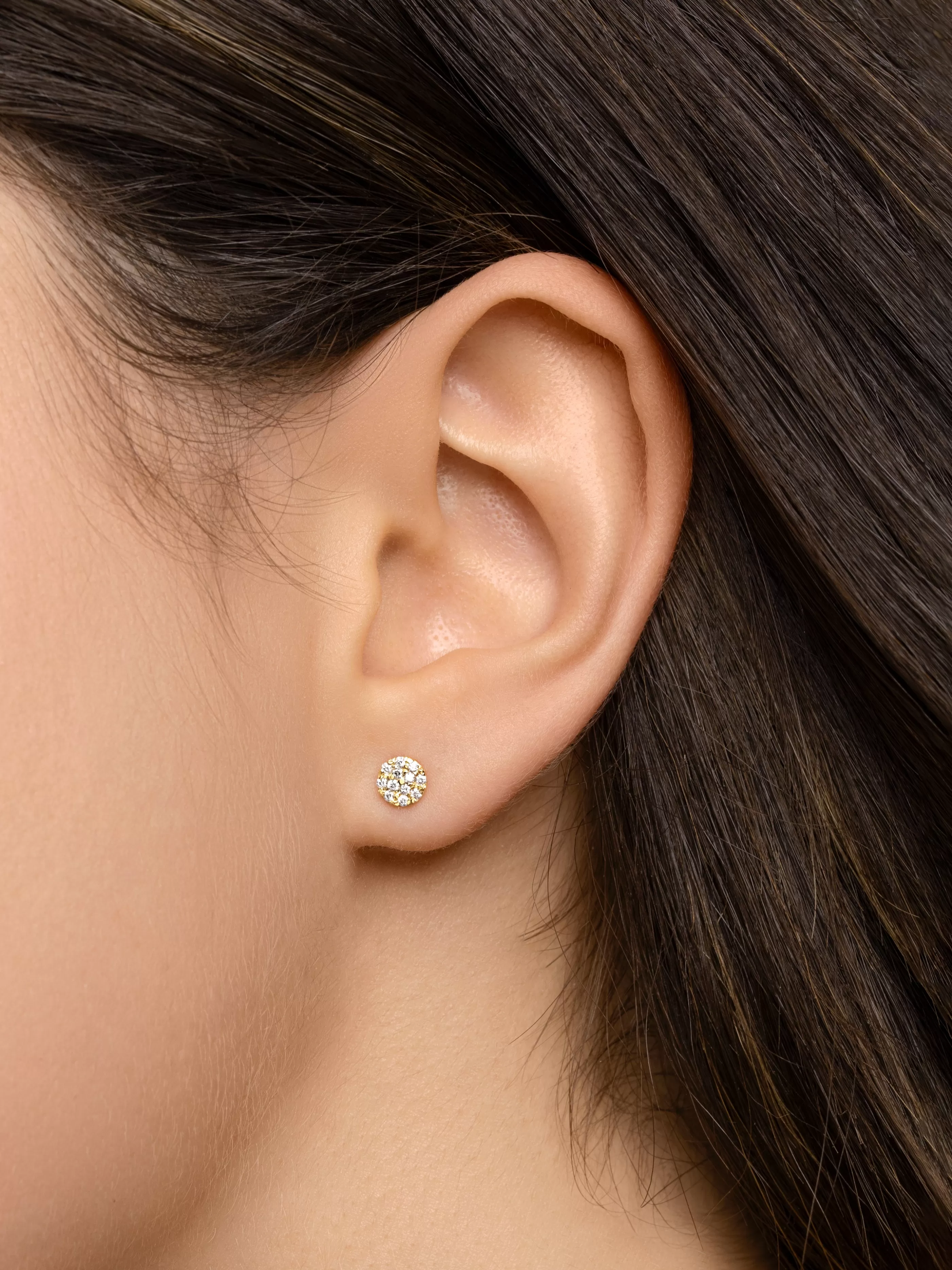 SINGULARU Pendientes Celine Oro Amarillo Con 18Kt Con Diamantes- Joyas Oro 18Kt Y Diamantes