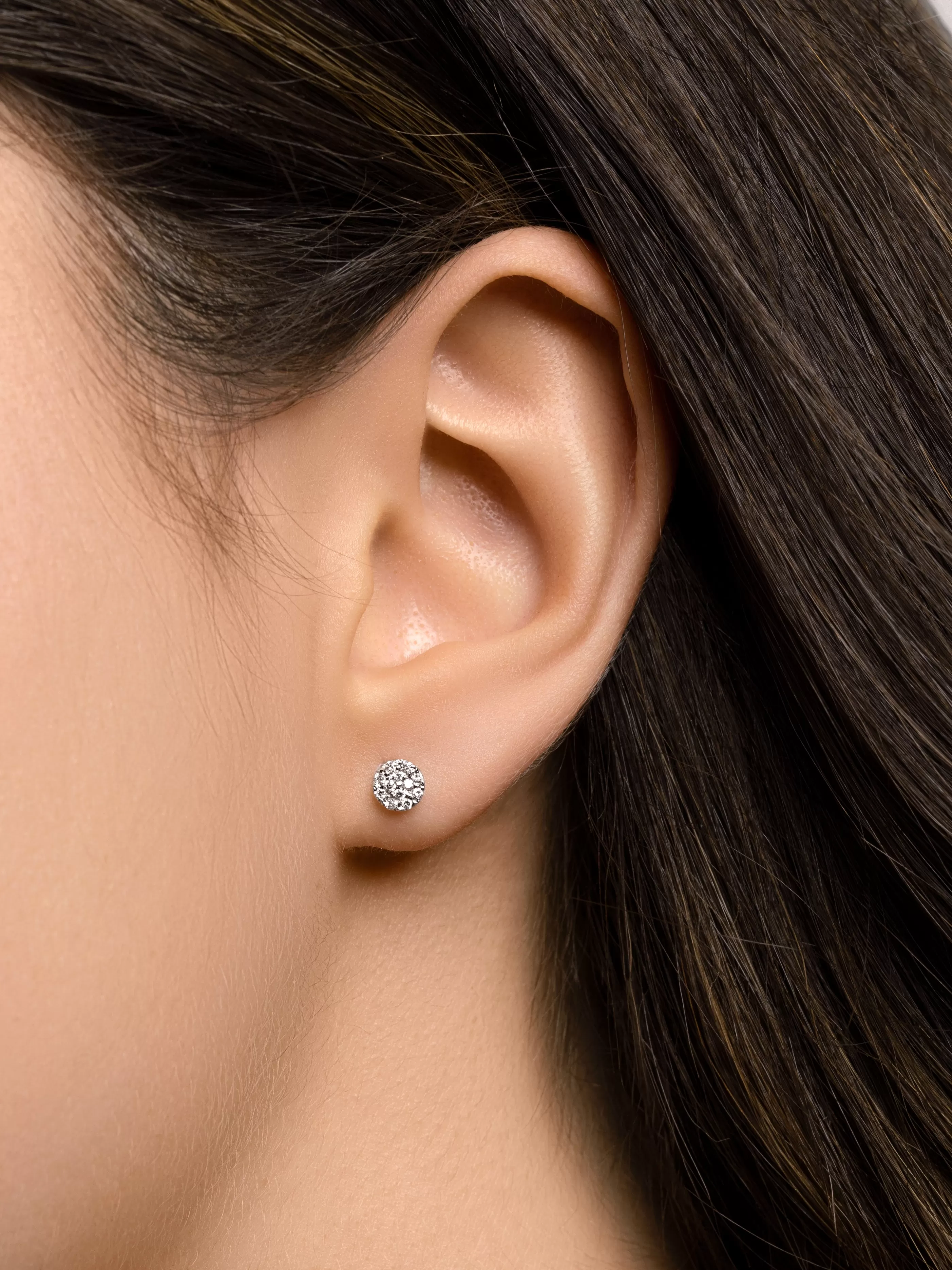 SINGULARU Pendientes Celine Oro Blanco Con 18Kt Con Diamantes- Joyas Oro 18Kt Y Diamantes
