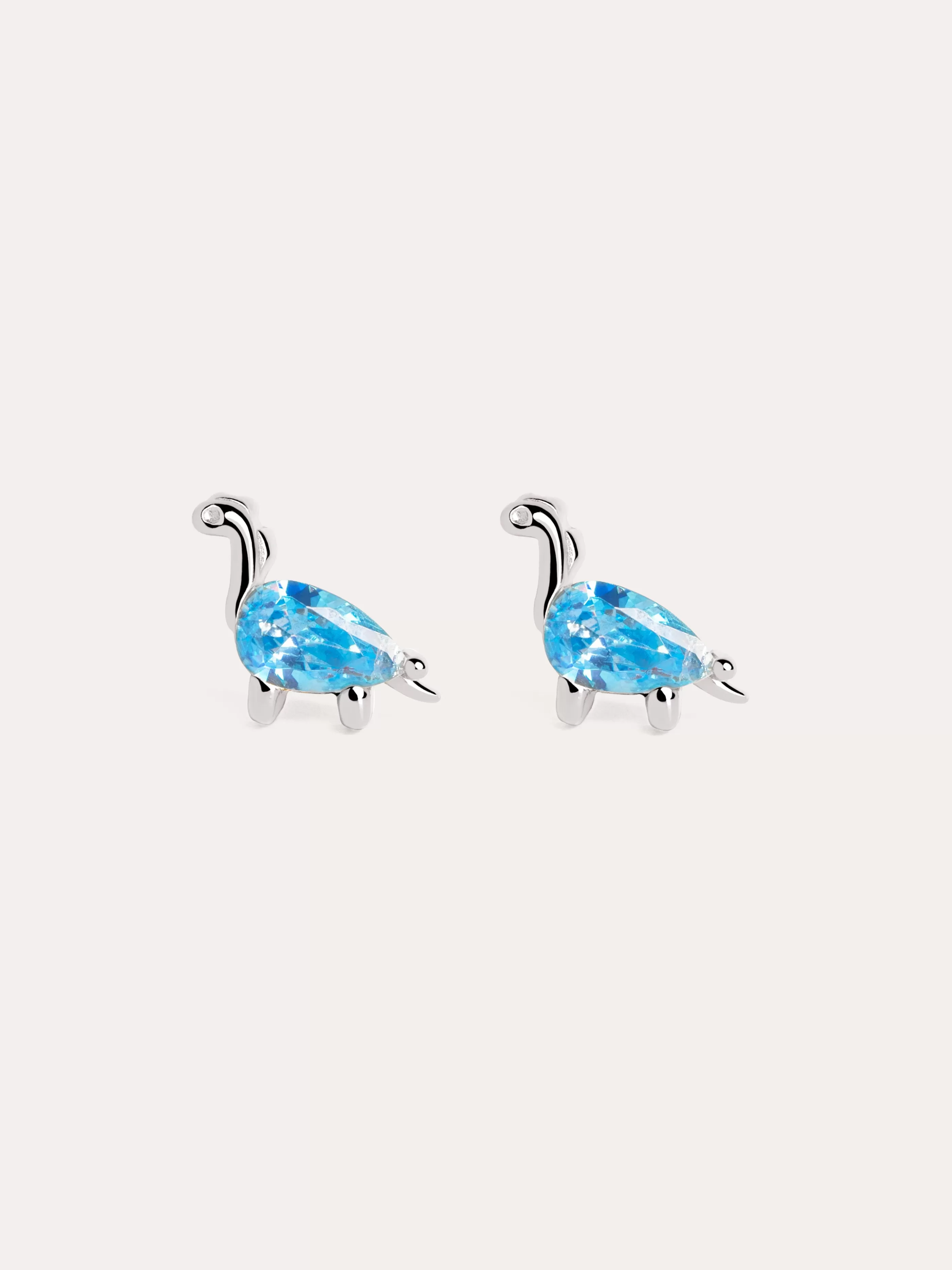 SINGULARU Pendientes Dino Brontosaurus Sky Plata- Pendientes De Colores