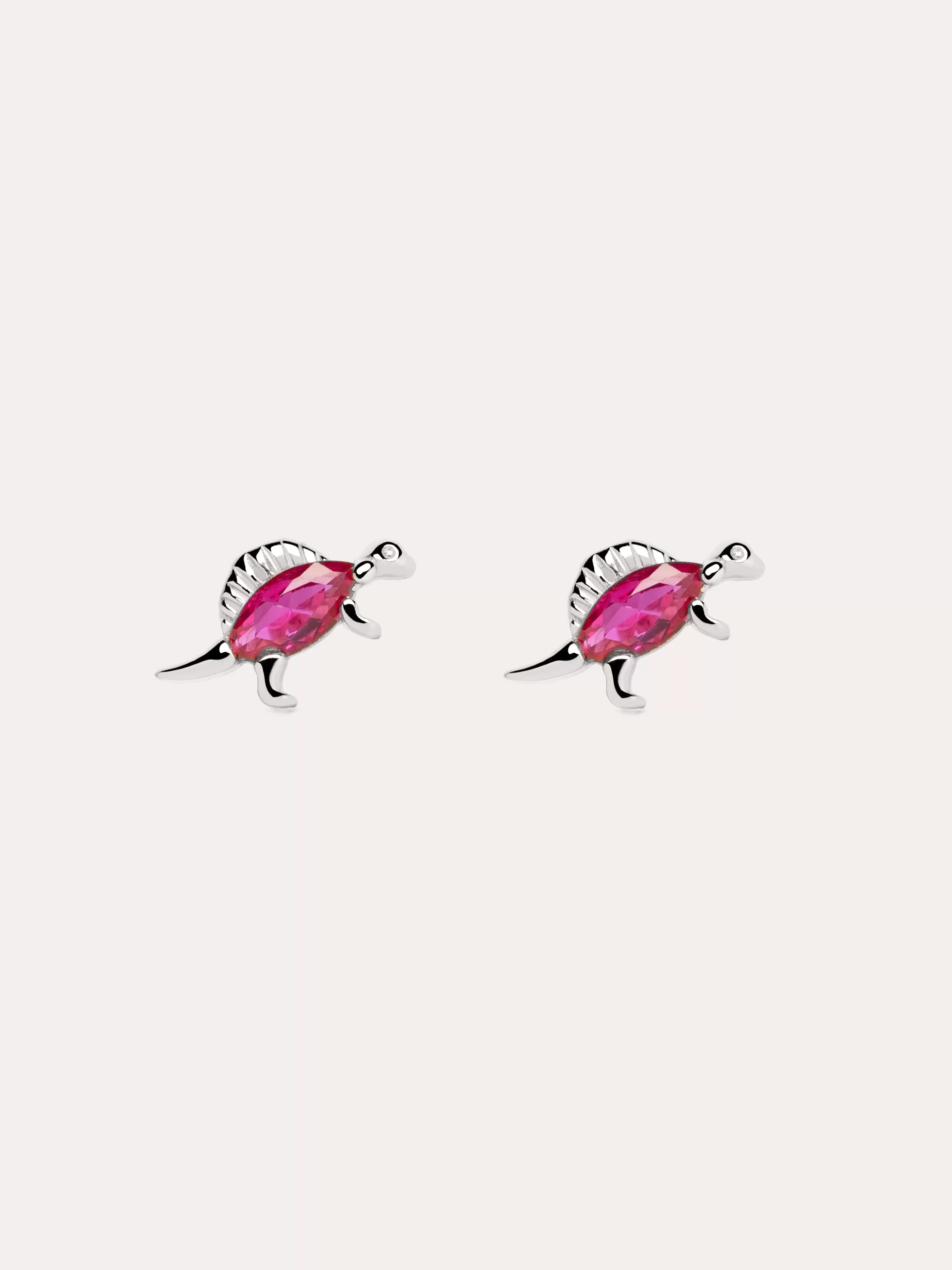 SINGULARU Pendientes Dino Spinosaurus Raspberry Plata- Pendientes De Colores