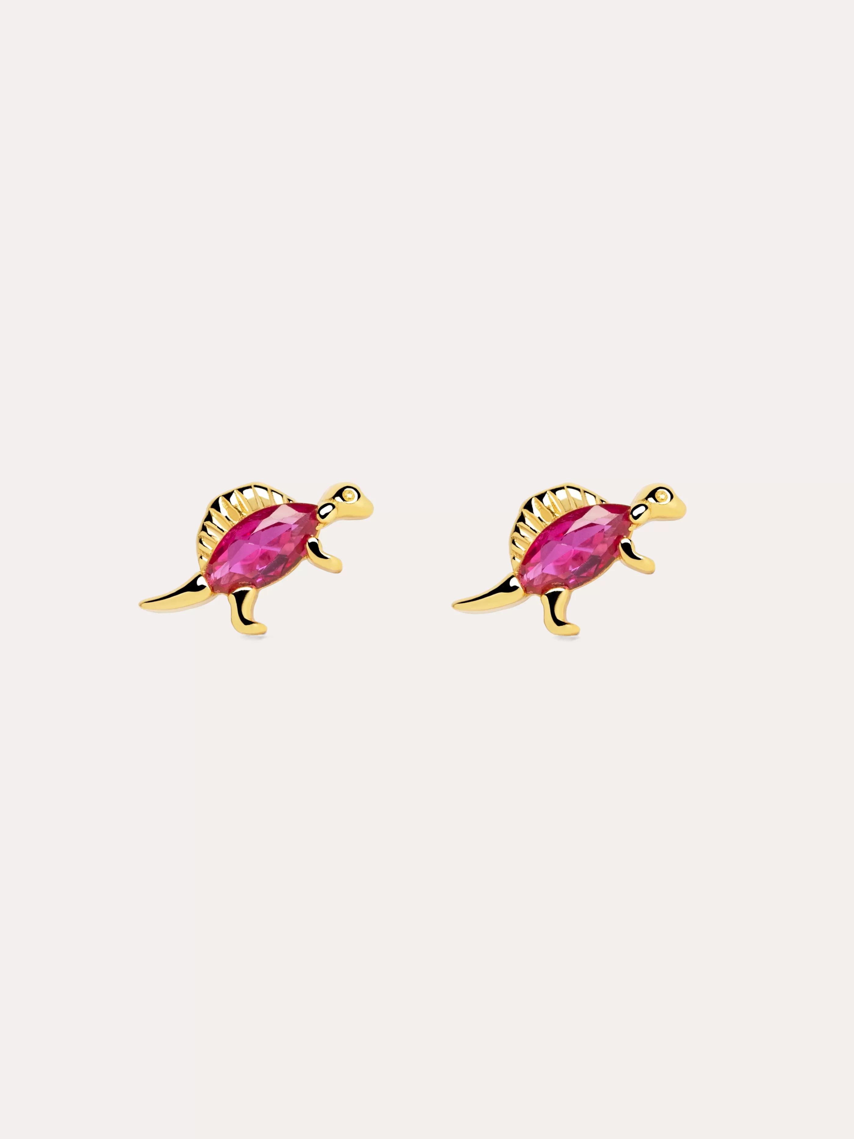 SINGULARU Pendientes Dino Spinosaurus Raspberry Plata Bano Oro- Pendientes De Colores