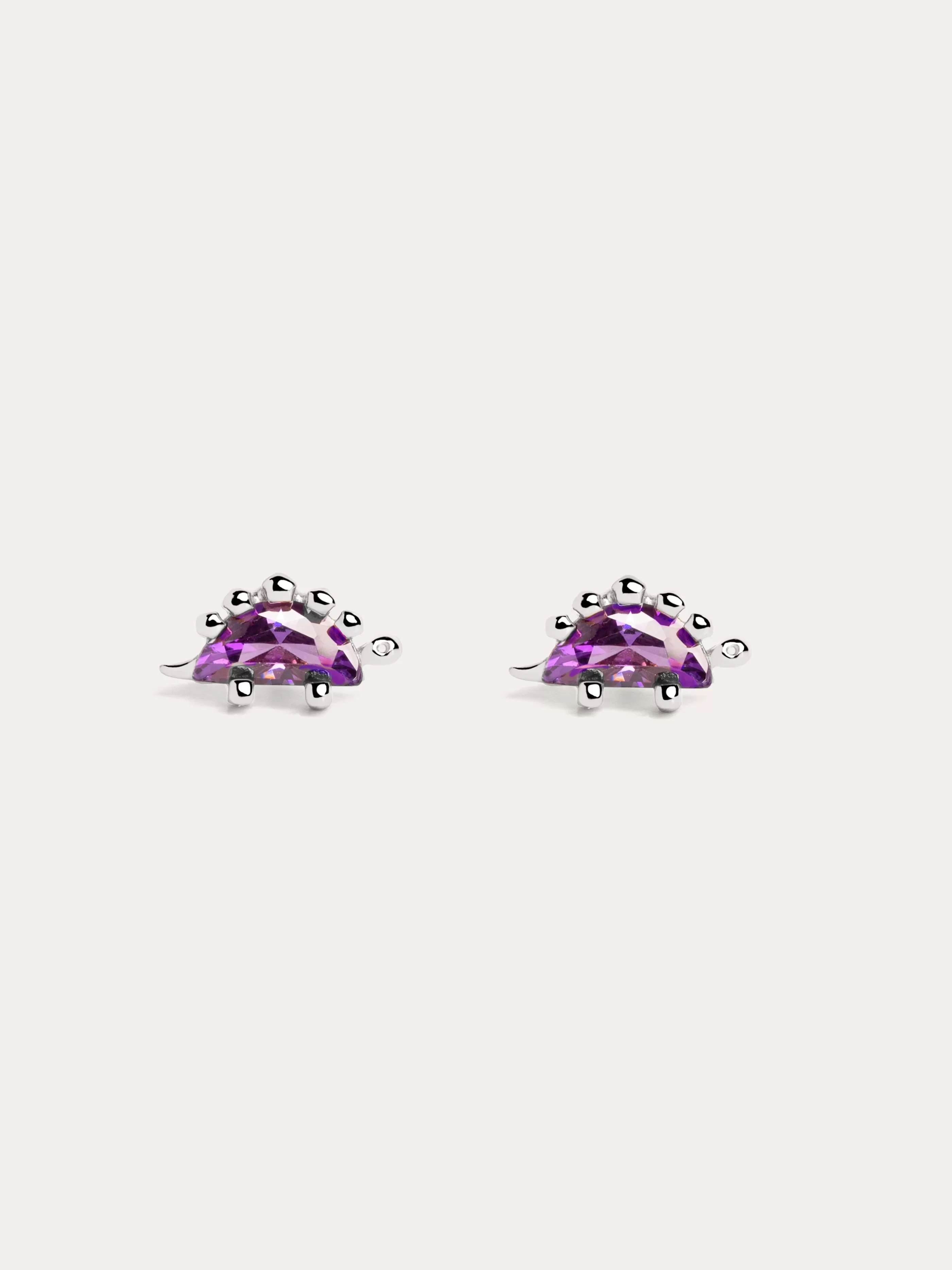 SINGULARU Pendientes Dino Stegosaurus Lavande Plata- Pendientes De Colores
