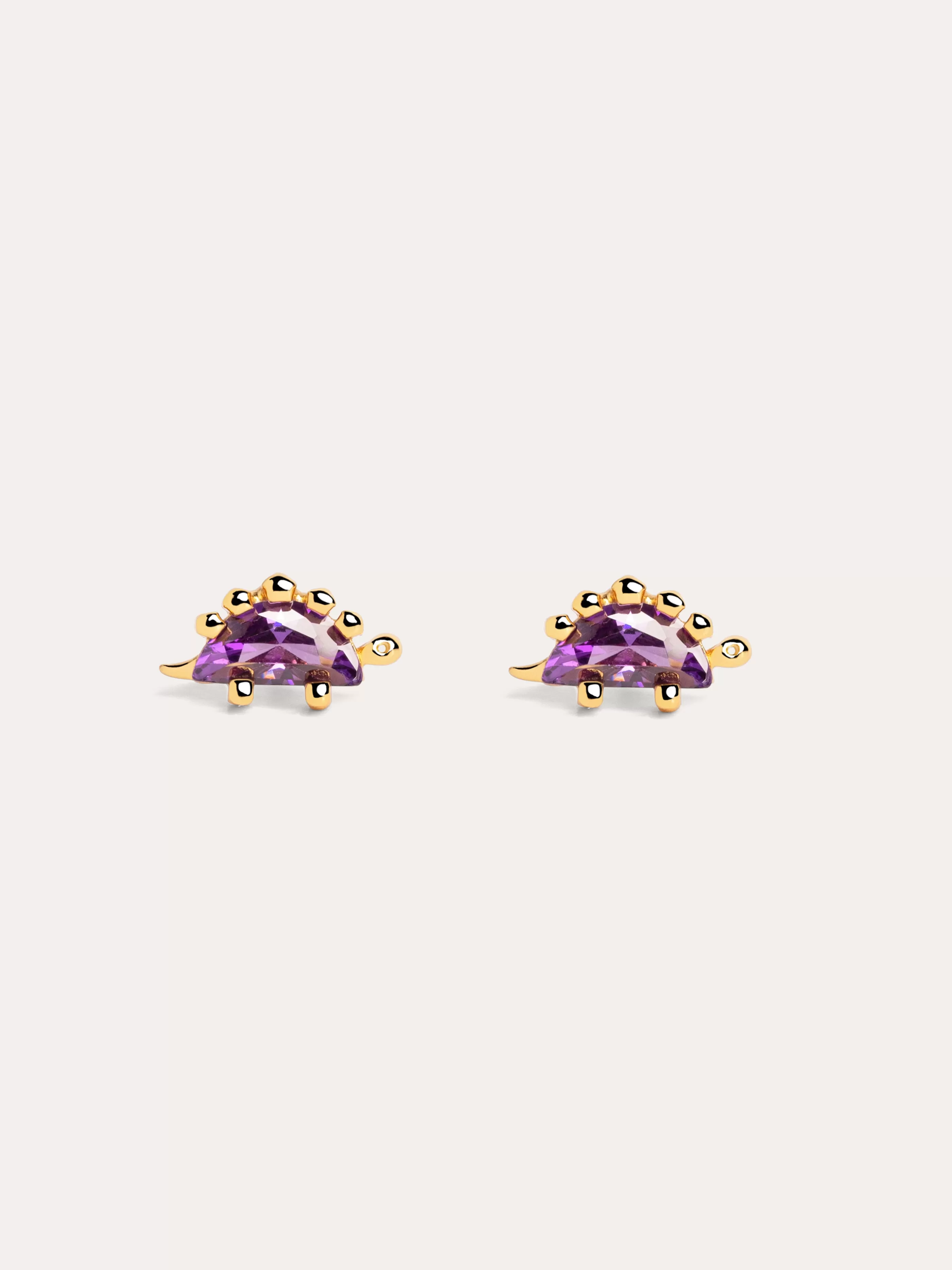 SINGULARU Pendientes Dino Stegosaurus Lavande Plata Bano Oro- Pendientes De Colores