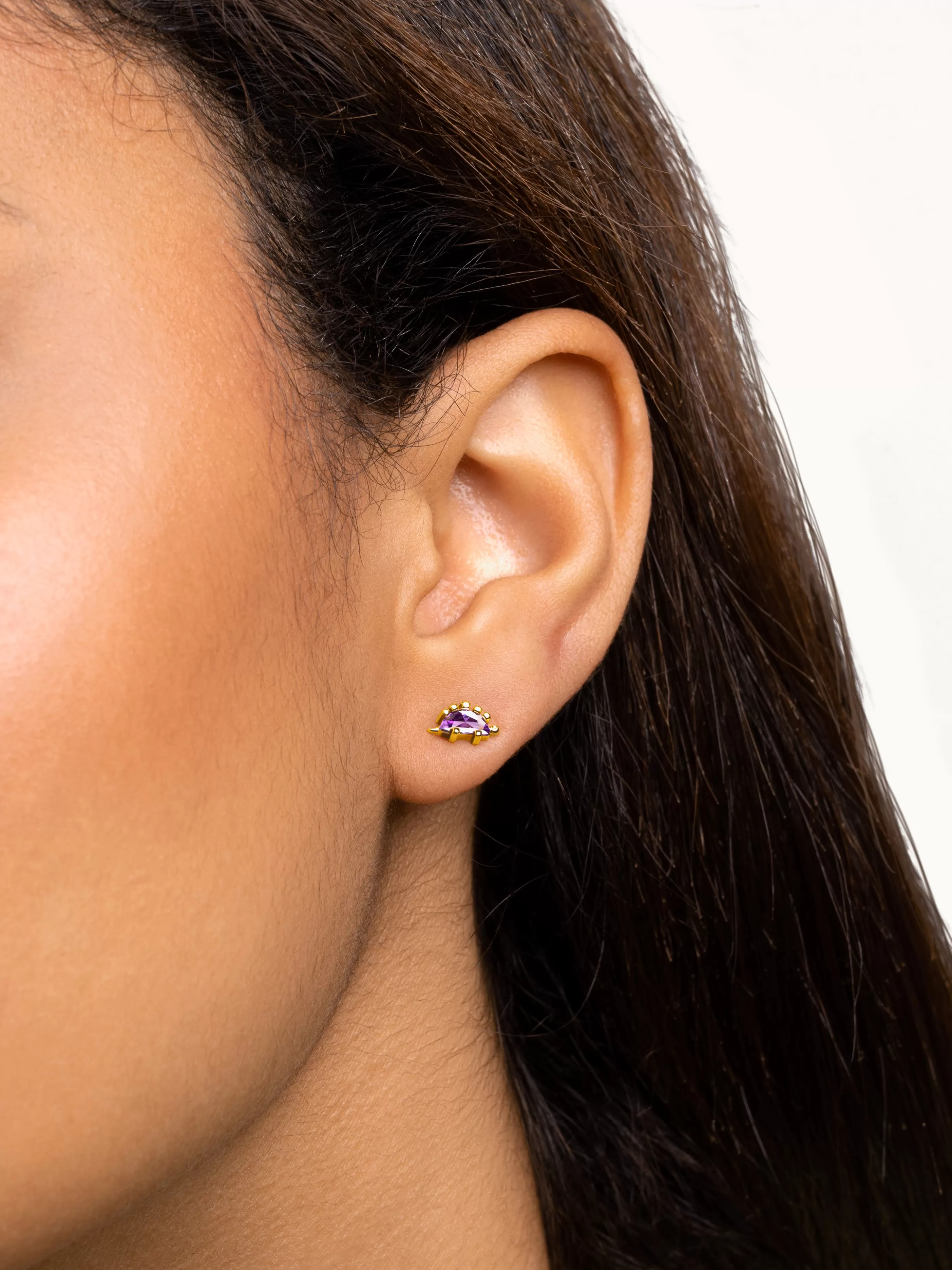SINGULARU Pendientes Dino Stegosaurus Lavande Plata Bano Oro- Pendientes De Colores