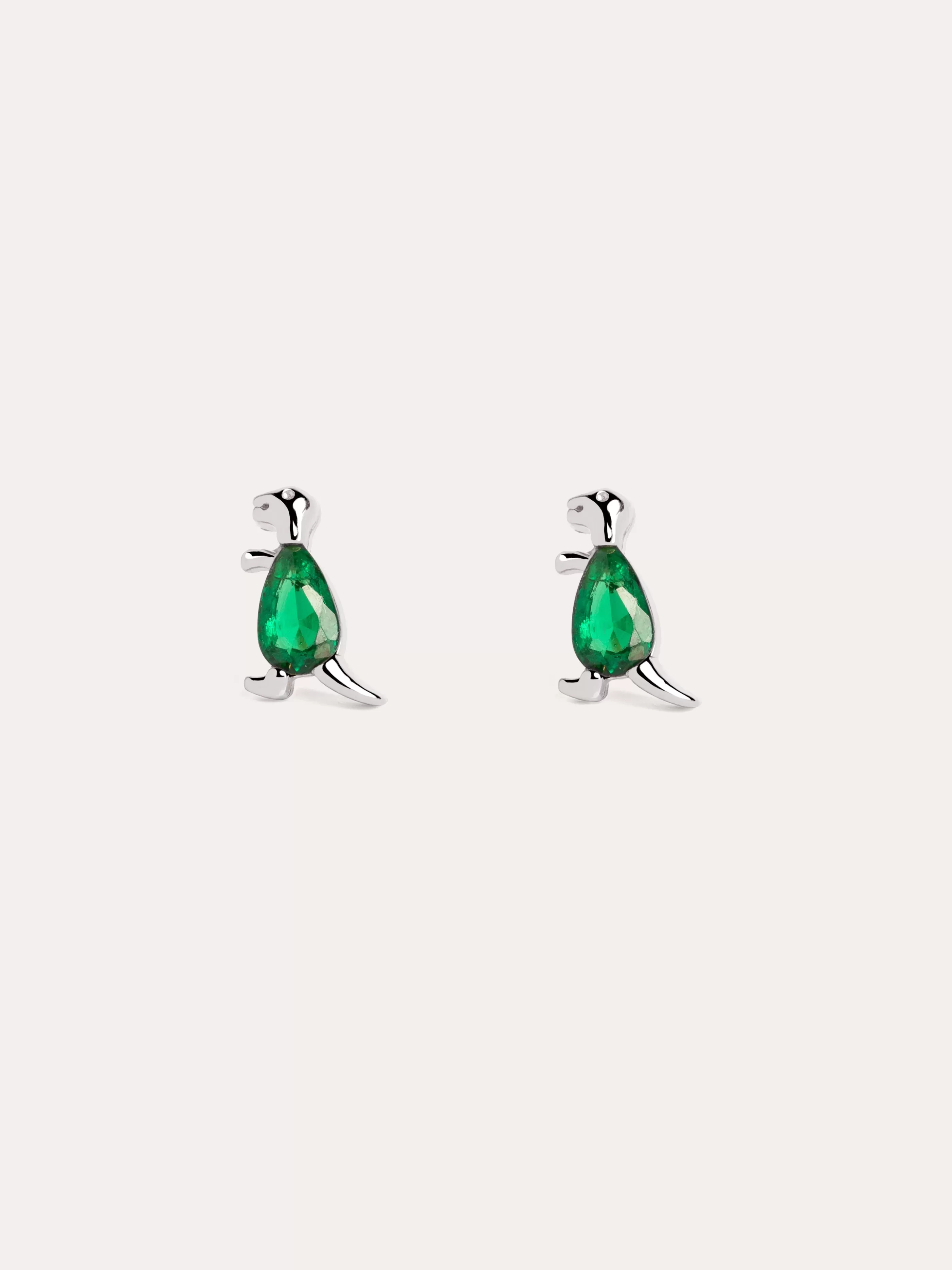 SINGULARU Pendientes Dino T Rex Green Plata- Pendientes De Colores