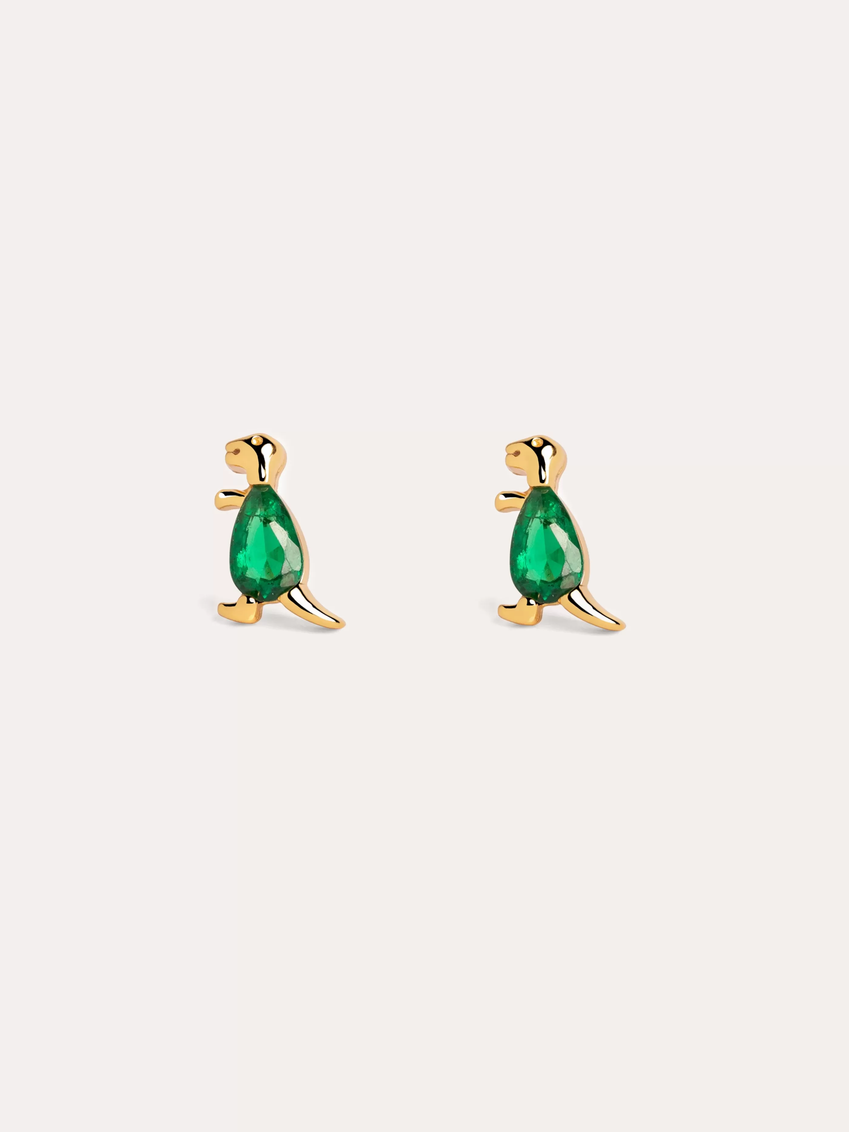 SINGULARU Pendientes Dino T Rex Green Plata Bano Oro- Pendientes De Colores