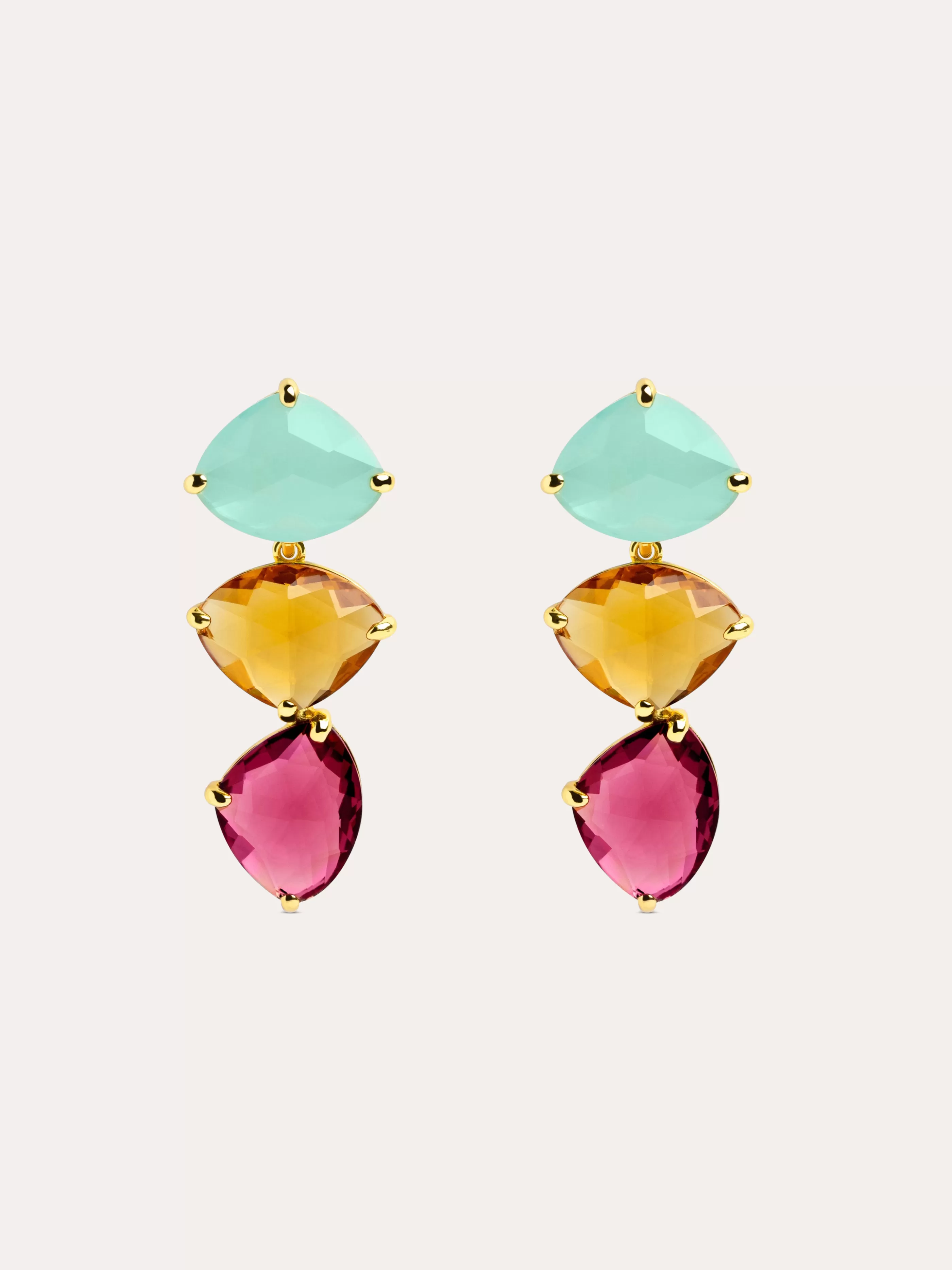 SINGULARU Pendientes Drop Narciso Plata Bano Oro- Pendientes De Colores