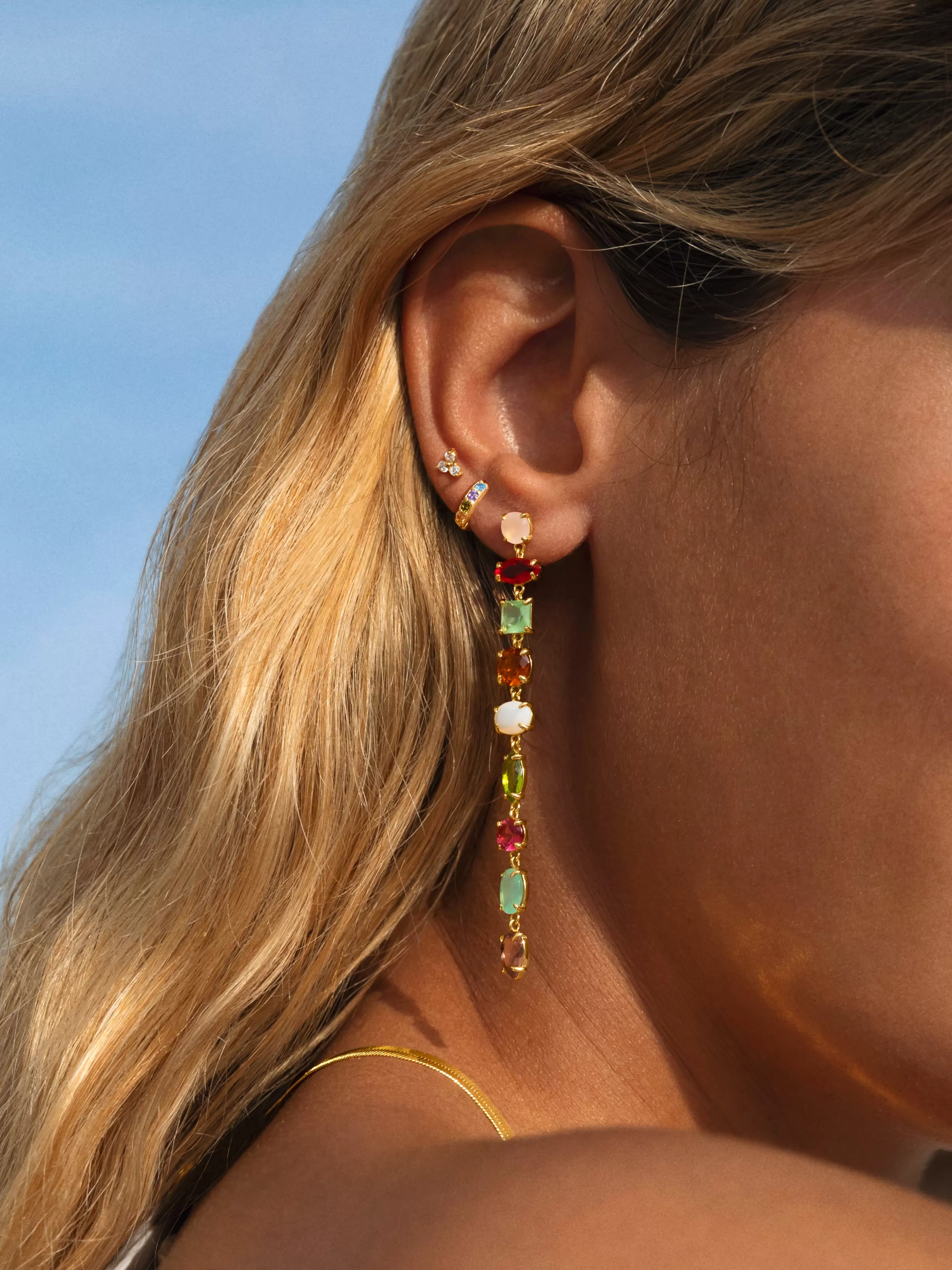 SINGULARU Pendientes Drop Orquidea Plata Bano Oro- Pendientes De Colores