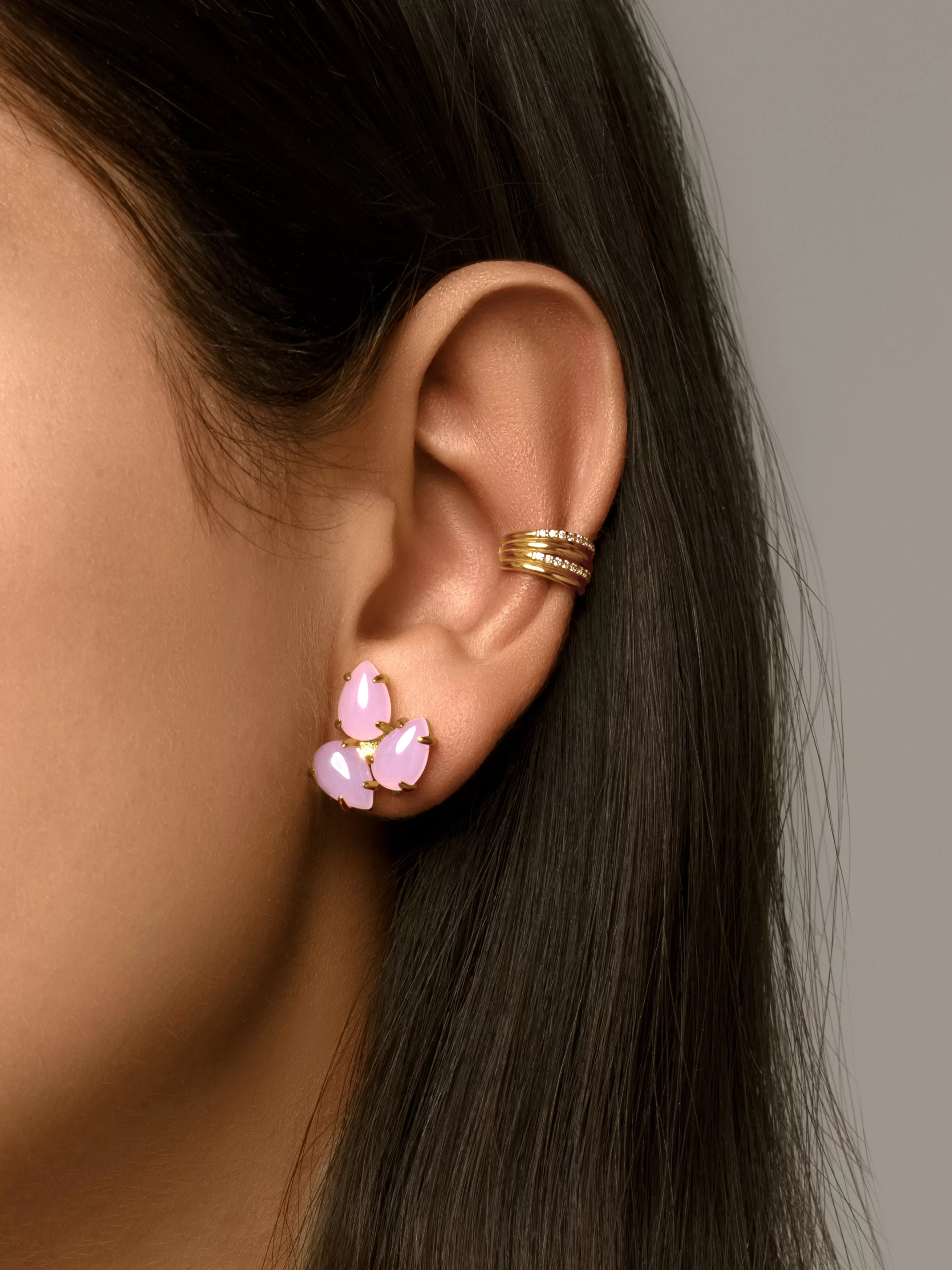 SINGULARU Pendientes Drop Roses Bloom Oro- Pendientes De Colores