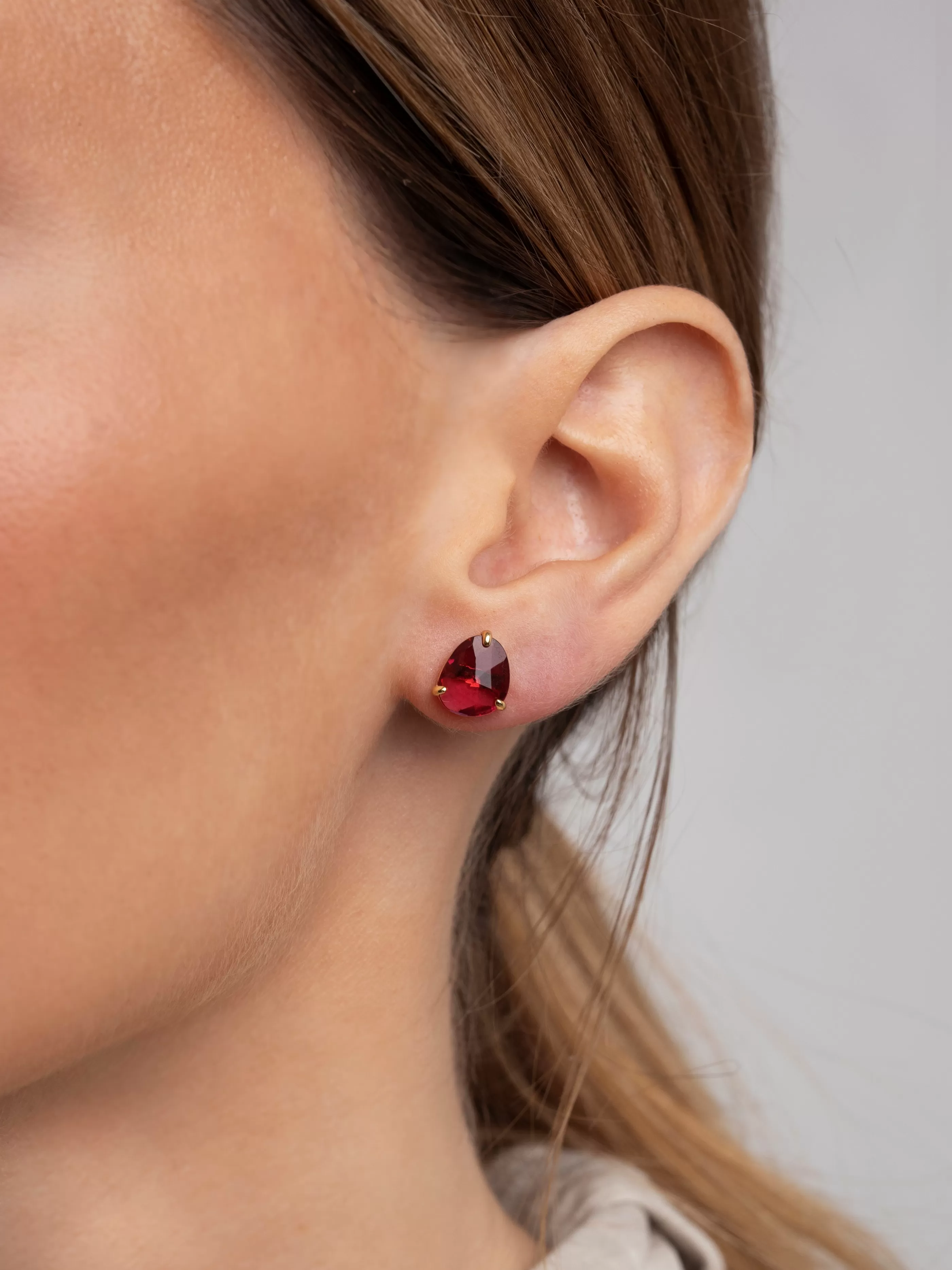 SINGULARU Pendientes Drop S Raspberry Plata Bano Oro- Pendientes De Colores