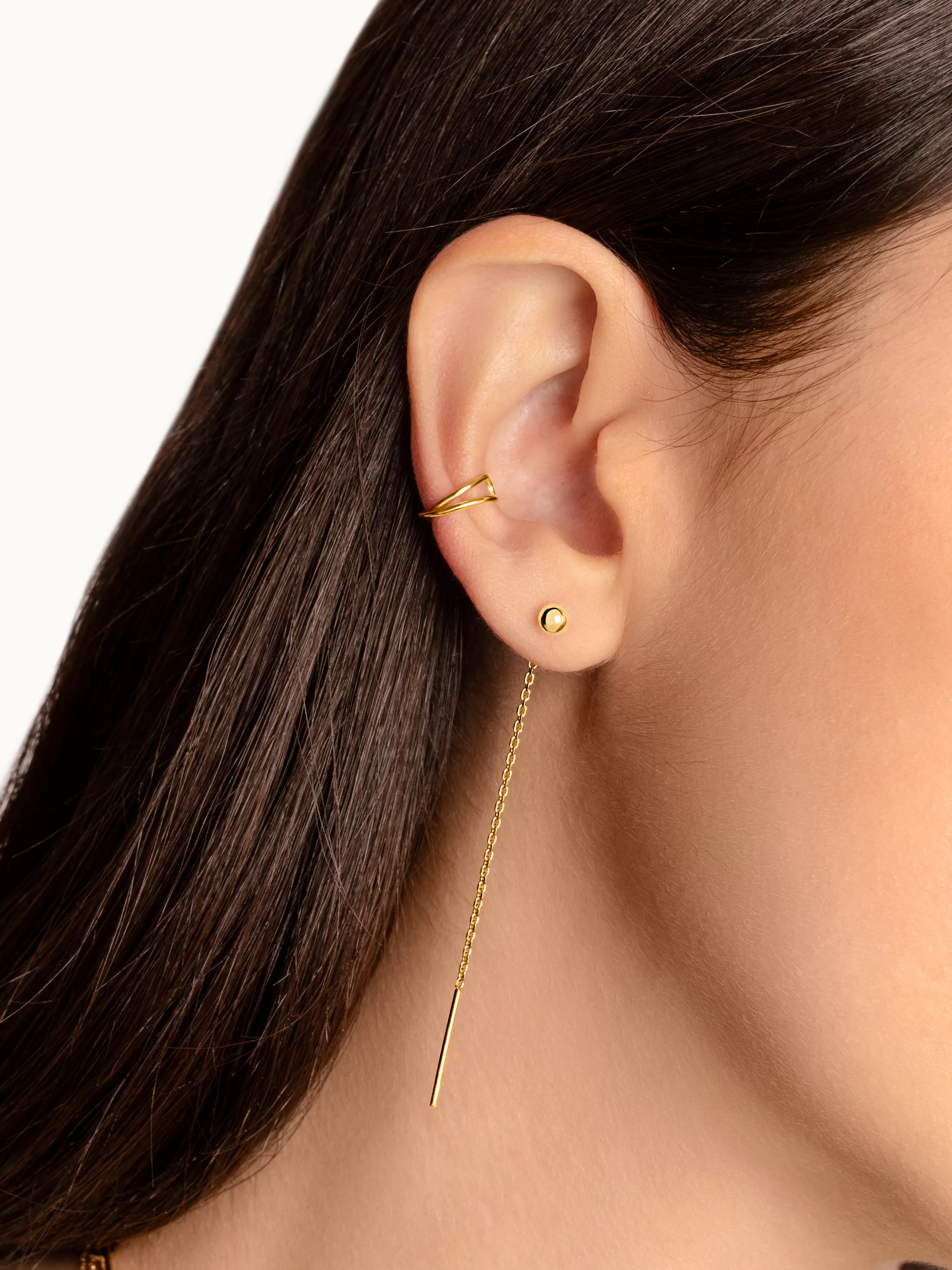 SINGULARU Pendientes Falling Dot Plata Bano Oro- Pendientes De Fiesta