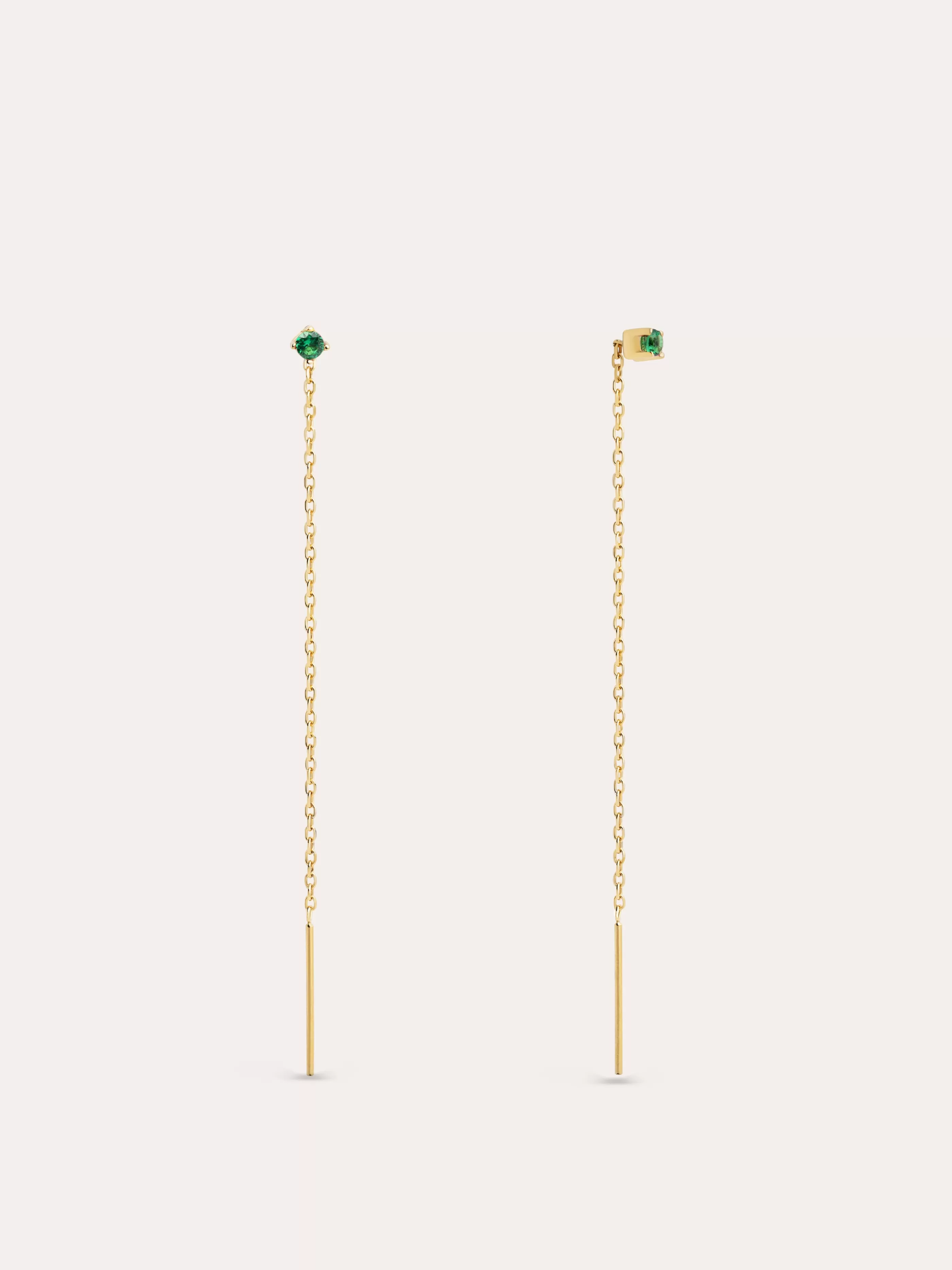 SINGULARU Pendientes Falling Green Spark Plata Bano Oro- Pendientes De Colores