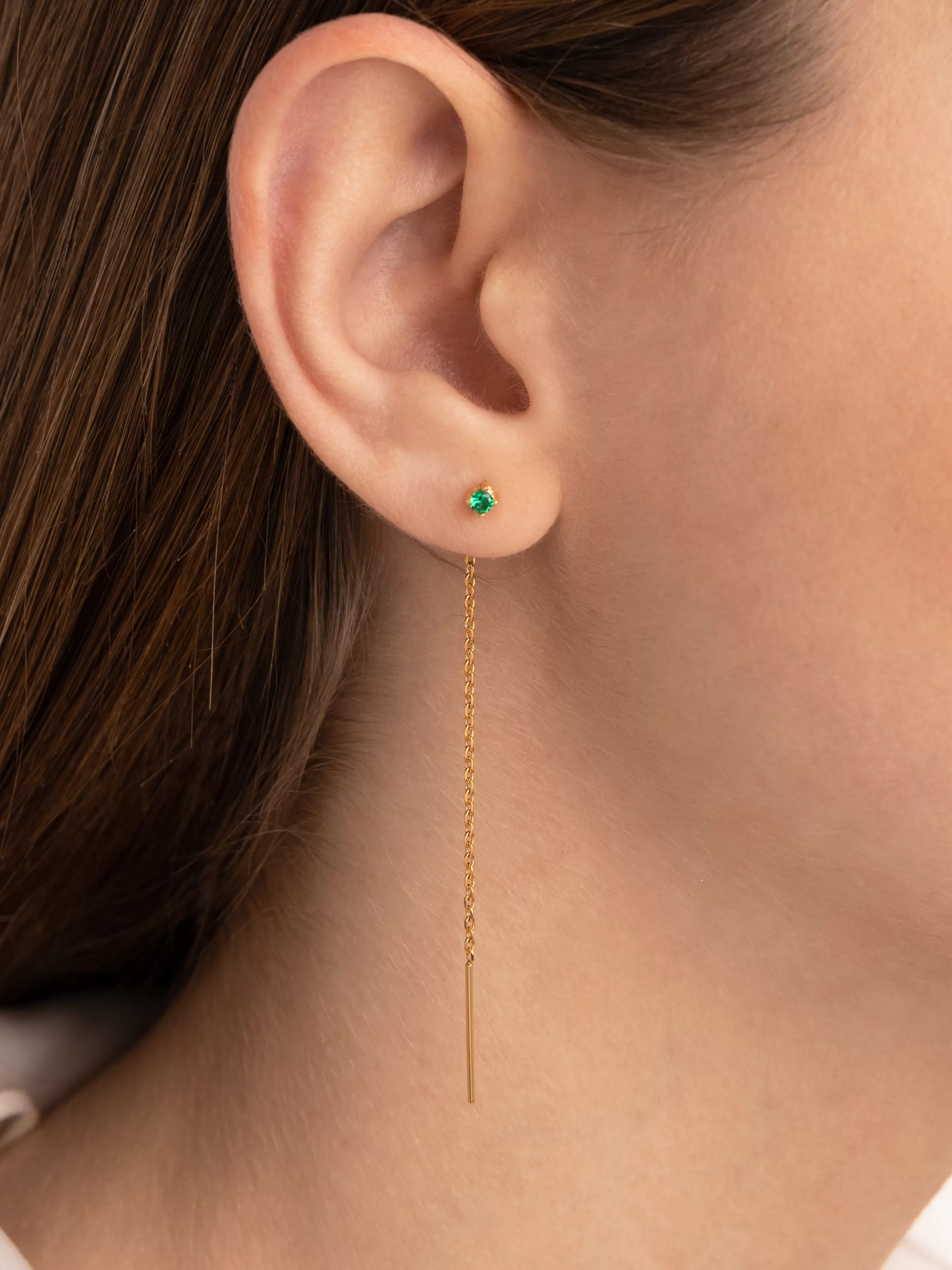 SINGULARU Pendientes Falling Green Spark Plata Bano Oro- Pendientes De Colores