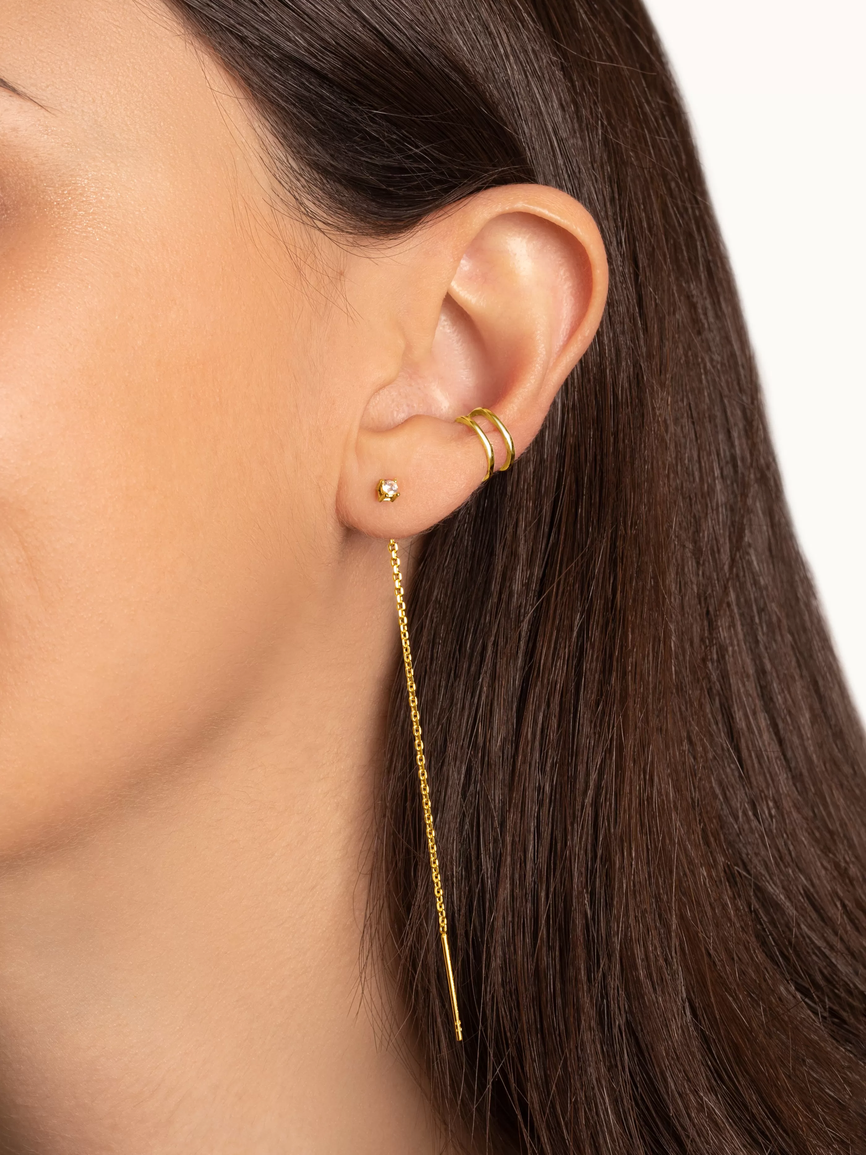 SINGULARU Pendientes Falling Spark Plata Bano Oro- Pendientes De Fiesta