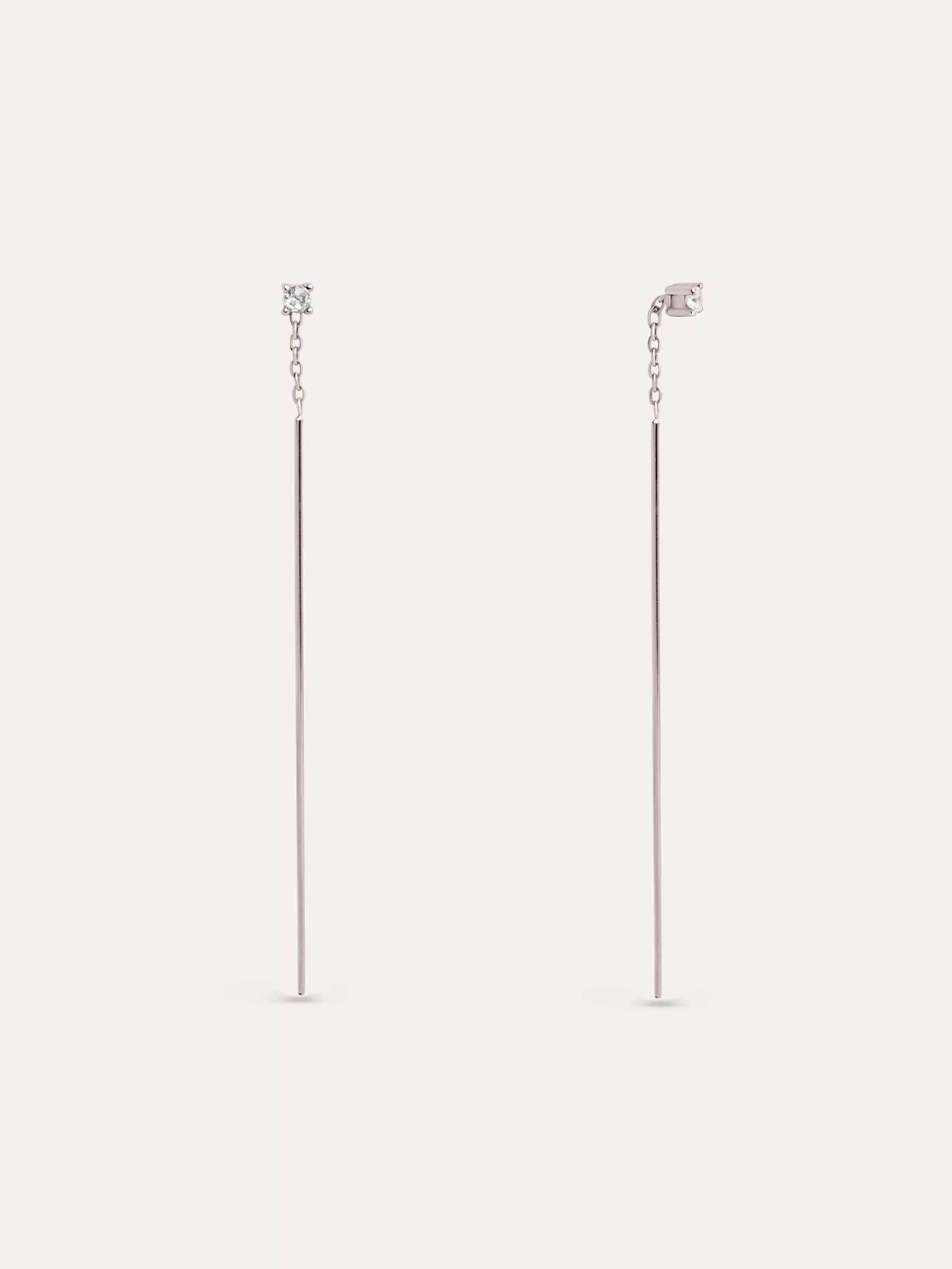 SINGULARU Pendientes Falling Stick Spark Plata- Pendientes Largos